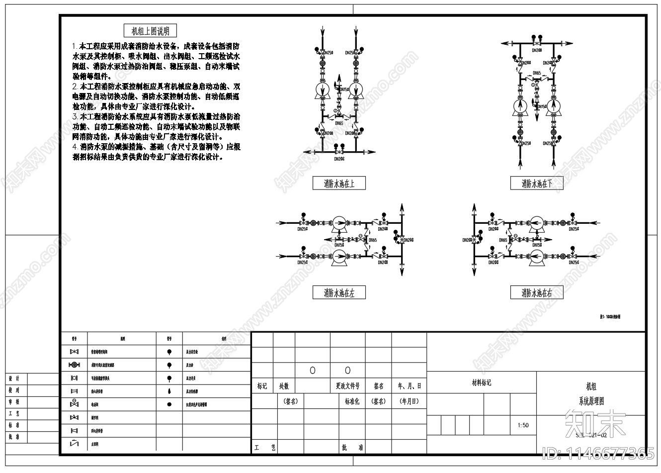 立式卧式消防水泵机机组模块安装节点cad施工图下载【ID:1146677365】