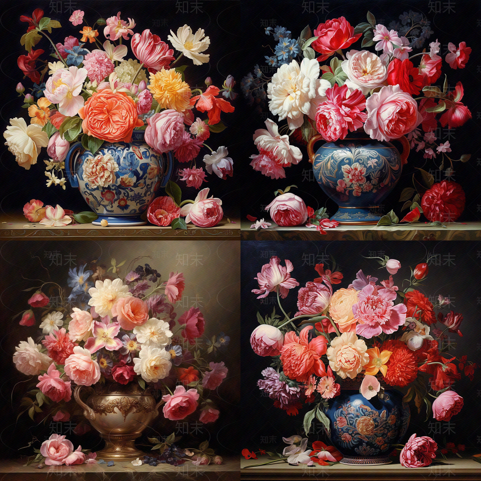 美式花瓶艺术油画组合贴图下载【ID:1146679110】