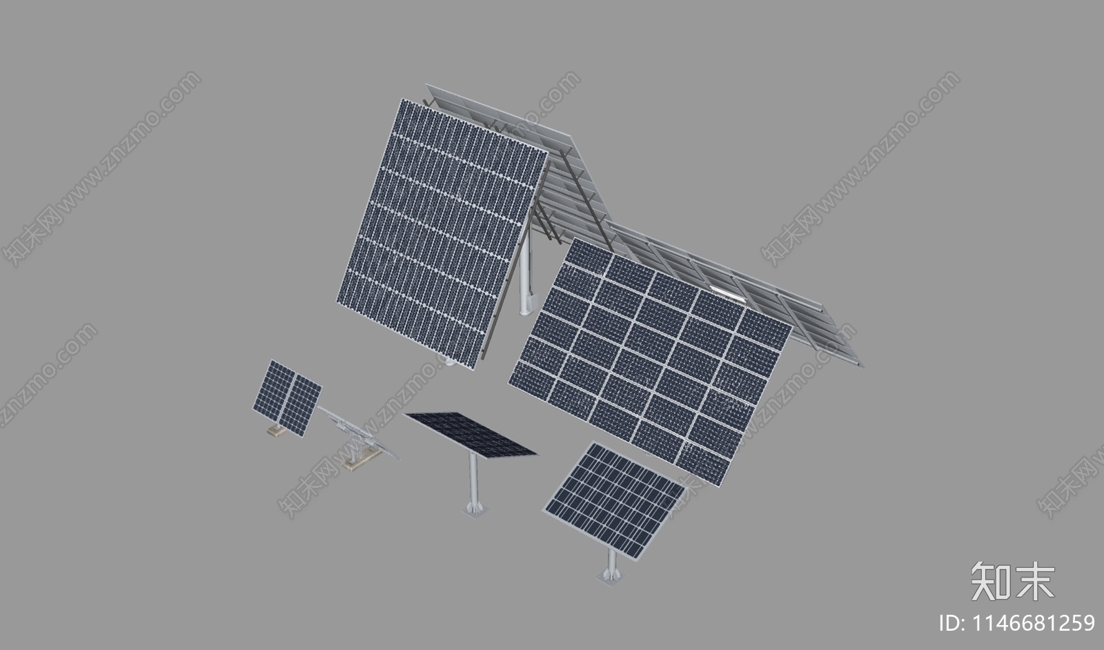 太阳能光伏面板SU模型下载【ID:1146681259】
