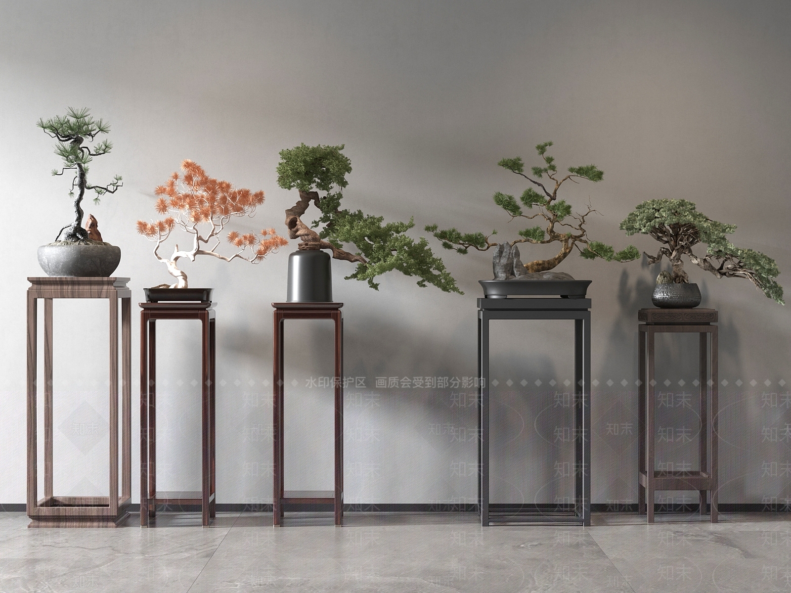 新中式植物盆景3D模型下载【ID:1146684131】