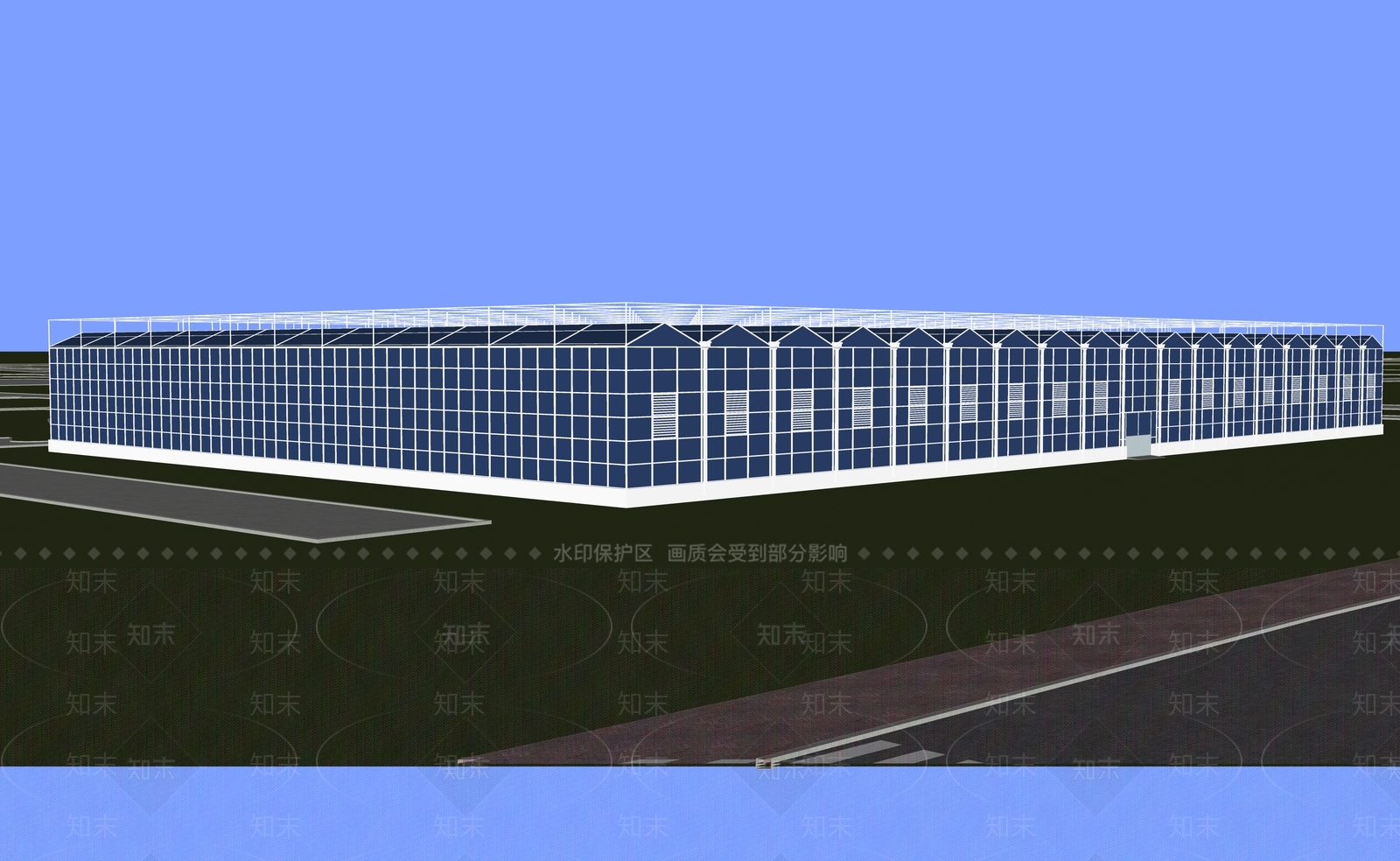 现代温室大棚SU模型下载【ID:1146689439】