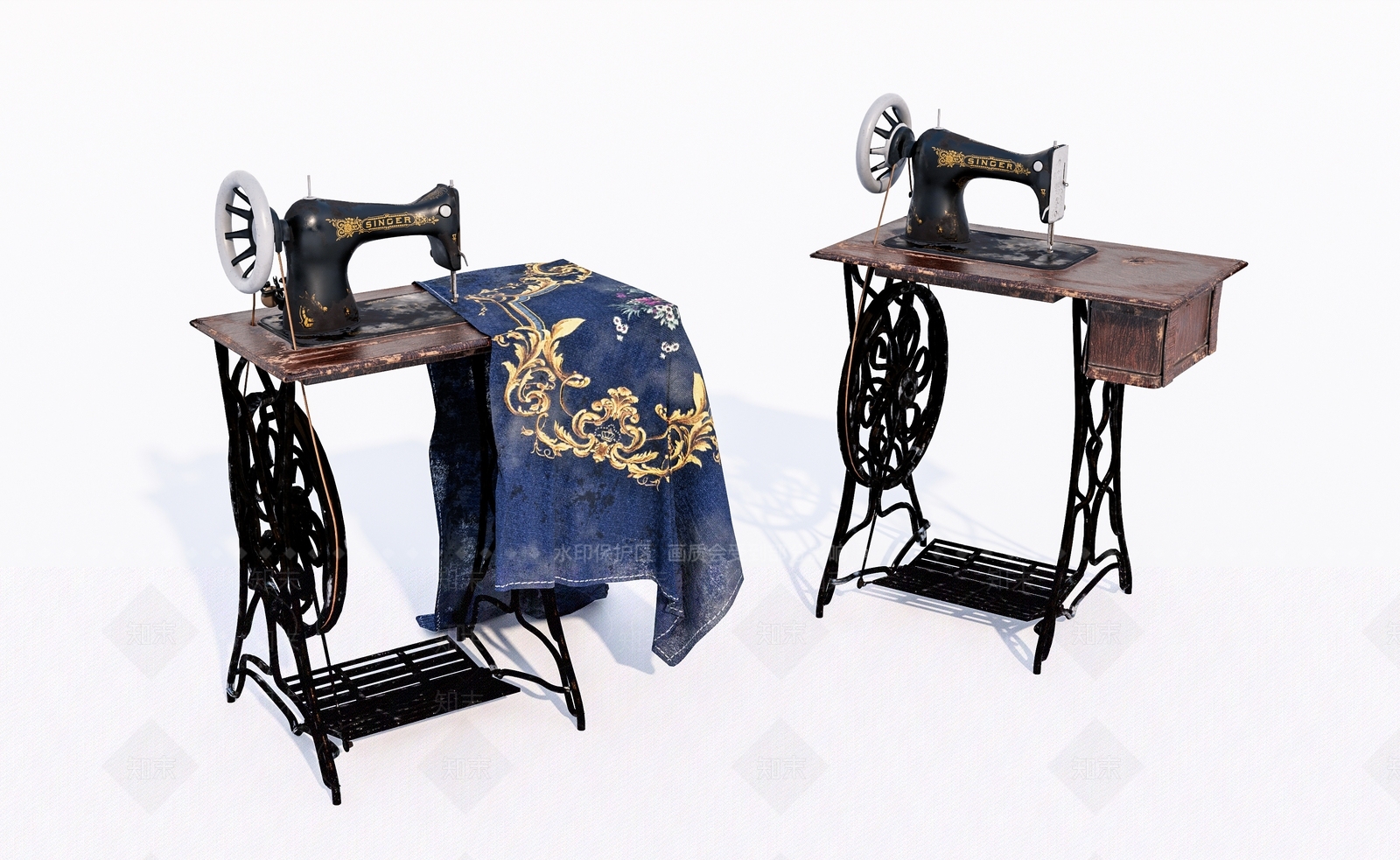 老旧缝纫机3D模型下载【ID:1146691531】