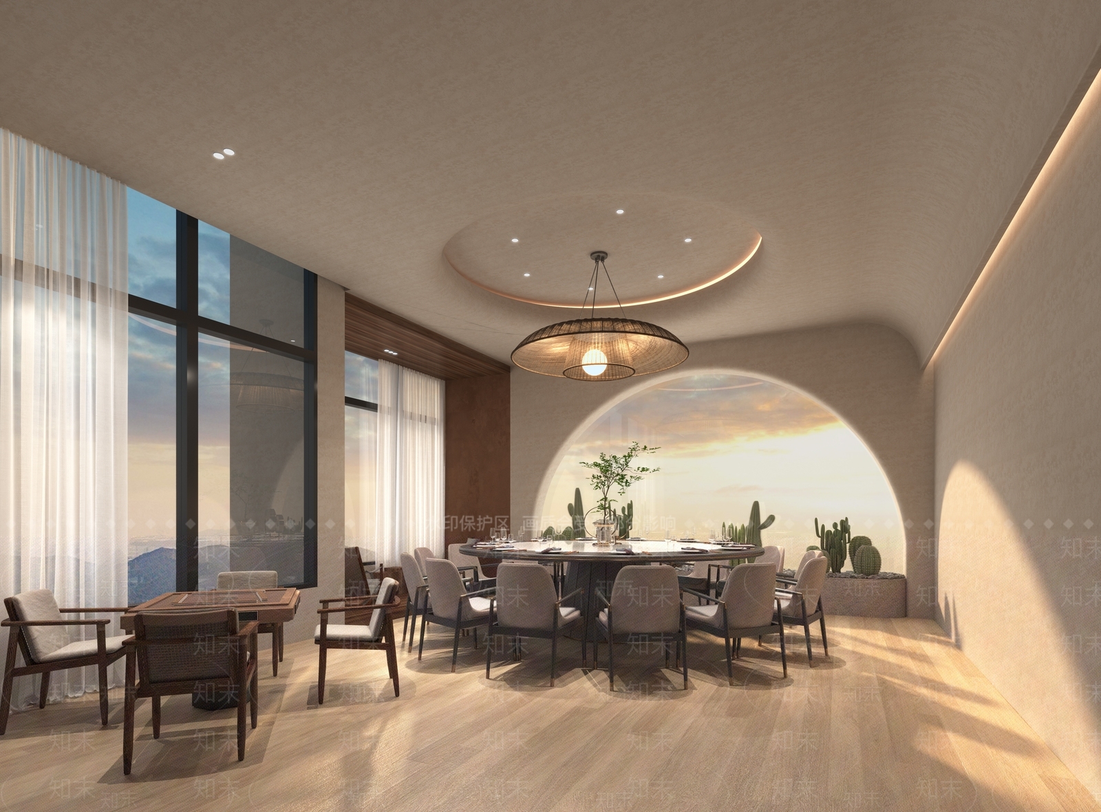 侘寂风餐饮大包间3D模型下载【ID:1146692160】