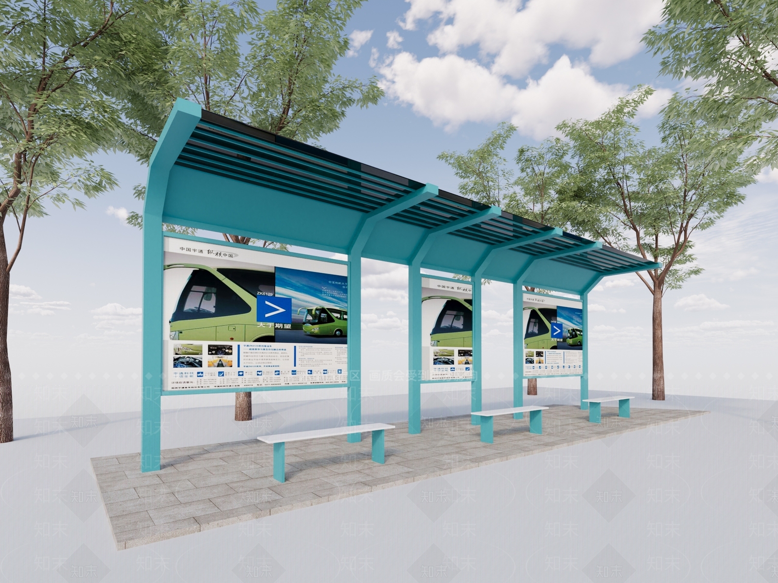 现代公交站台3D模型下载【ID:1146697437】