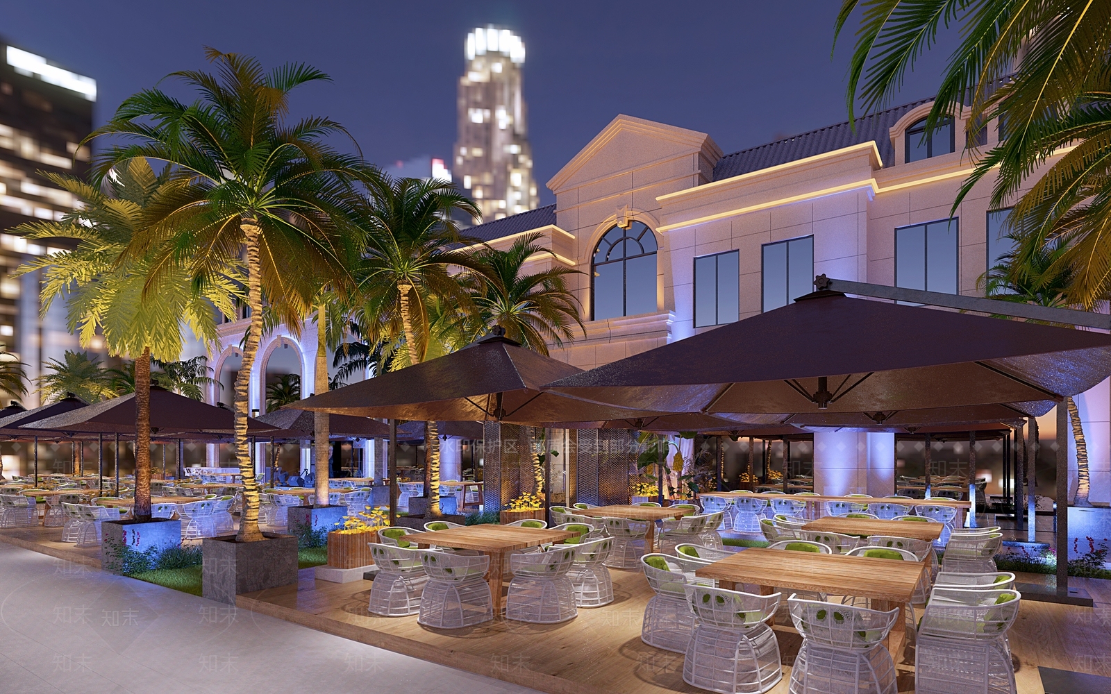 欧式室外露天餐厅3D模型下载【ID:1146741801】