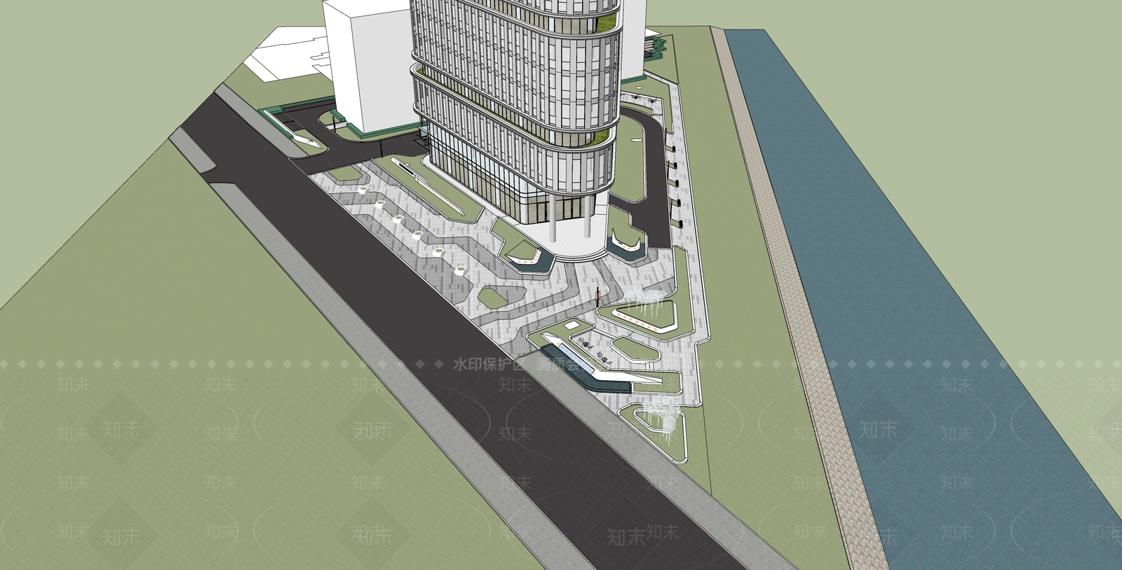 现代办公景观SU模型下载【ID:1146703889】