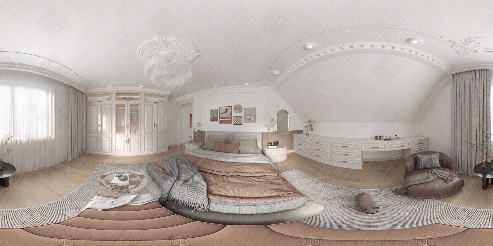 法式奶油风卧室贴图下载【ID:1146705779】