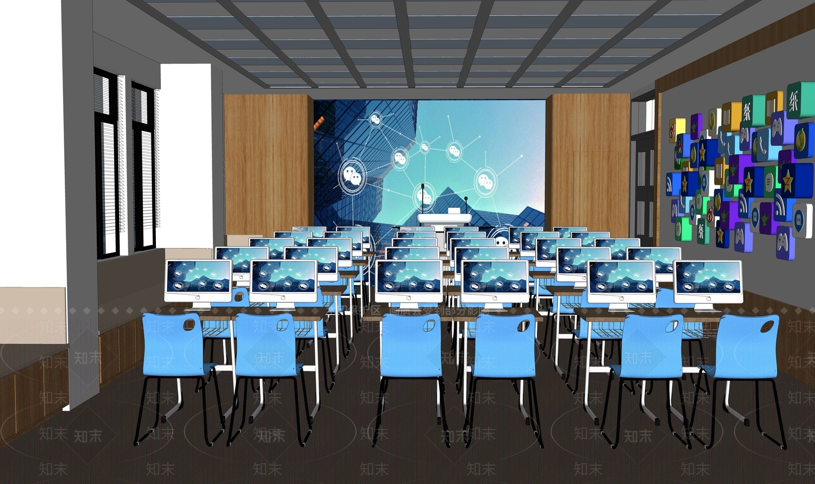 现代学校教室SU模型下载【ID:1146707053】