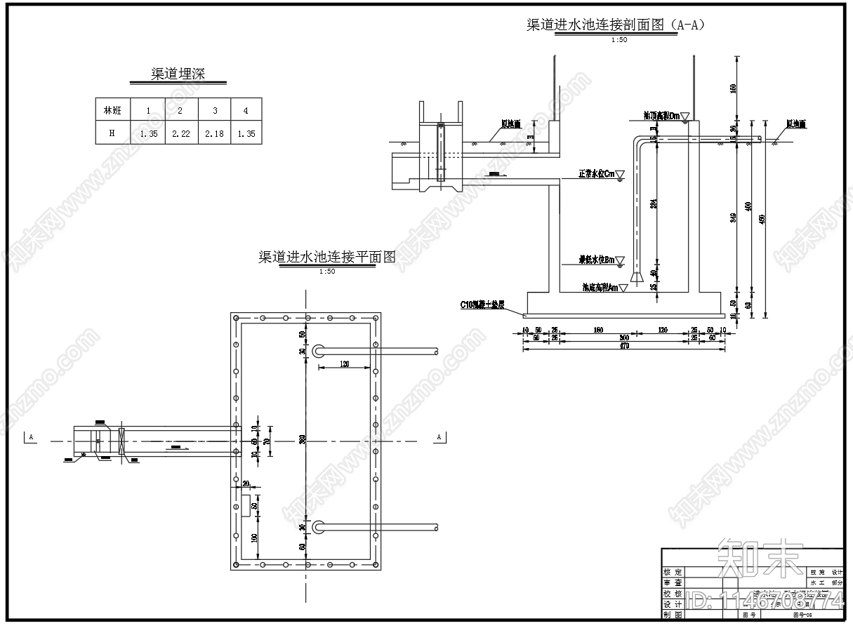 渠道阀门进水池节点cad施工图下载【ID:1146708774】