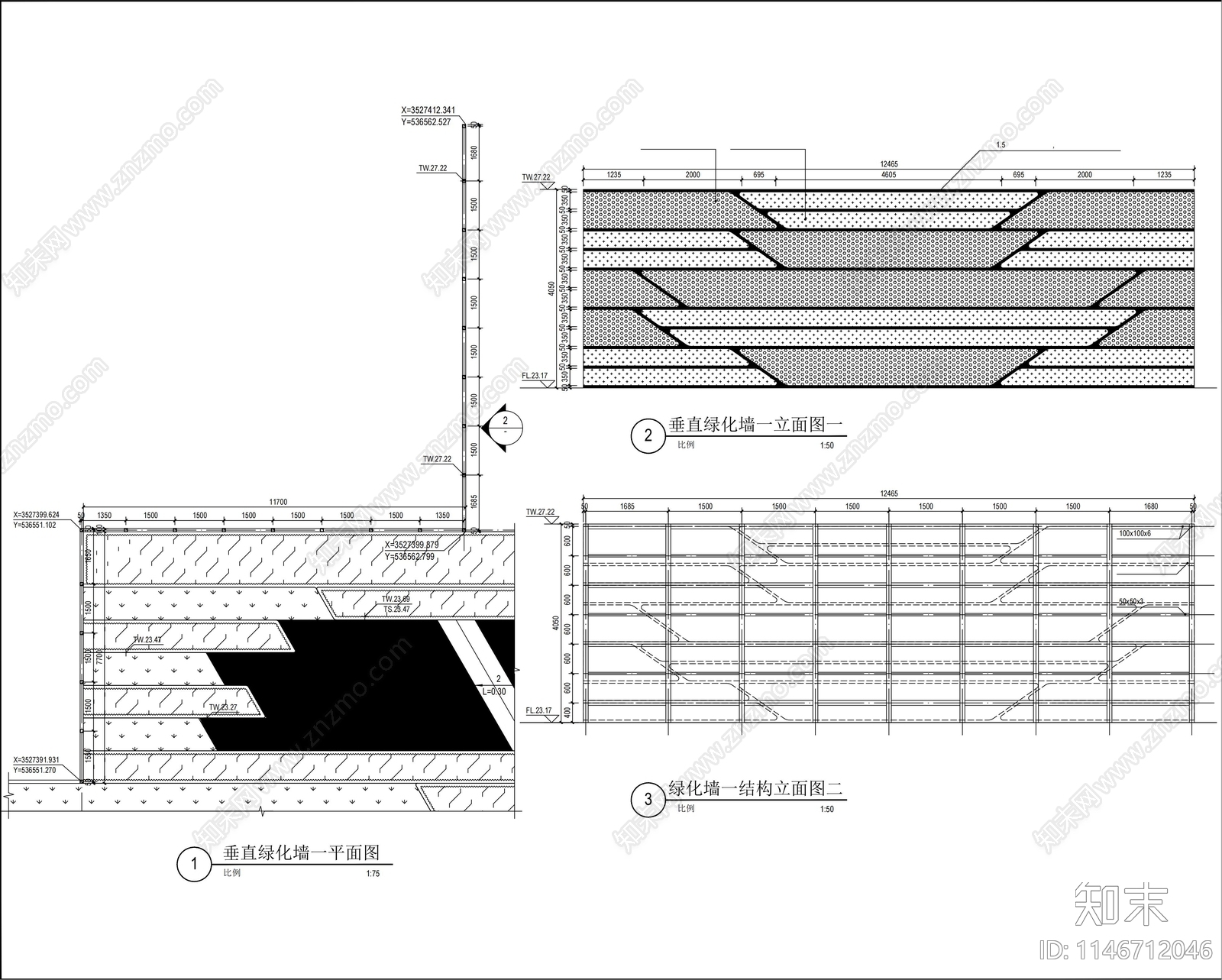 商业街垂直绿化墙cad施工图下载【ID:1146712046】