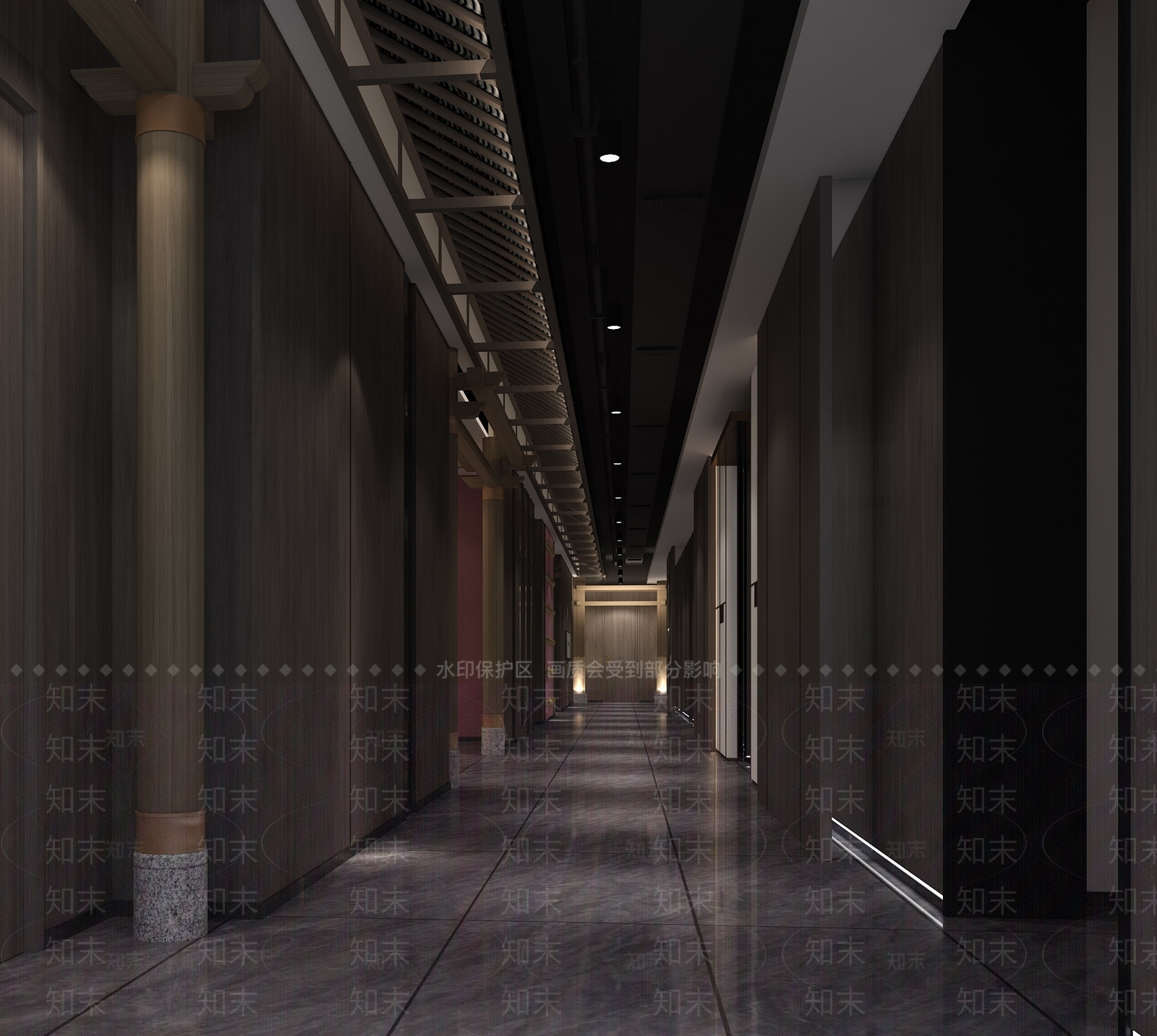 新中式会所走廊SU模型下载【ID:1146713367】