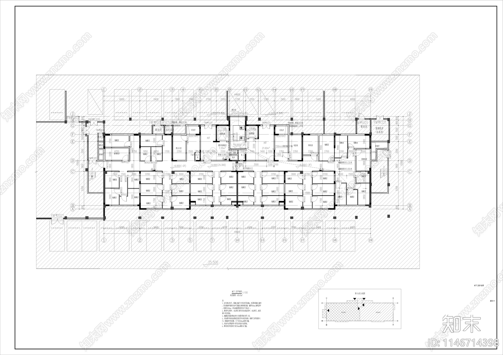 17层高层住宅楼建筑cad施工图下载【ID:1146714398】