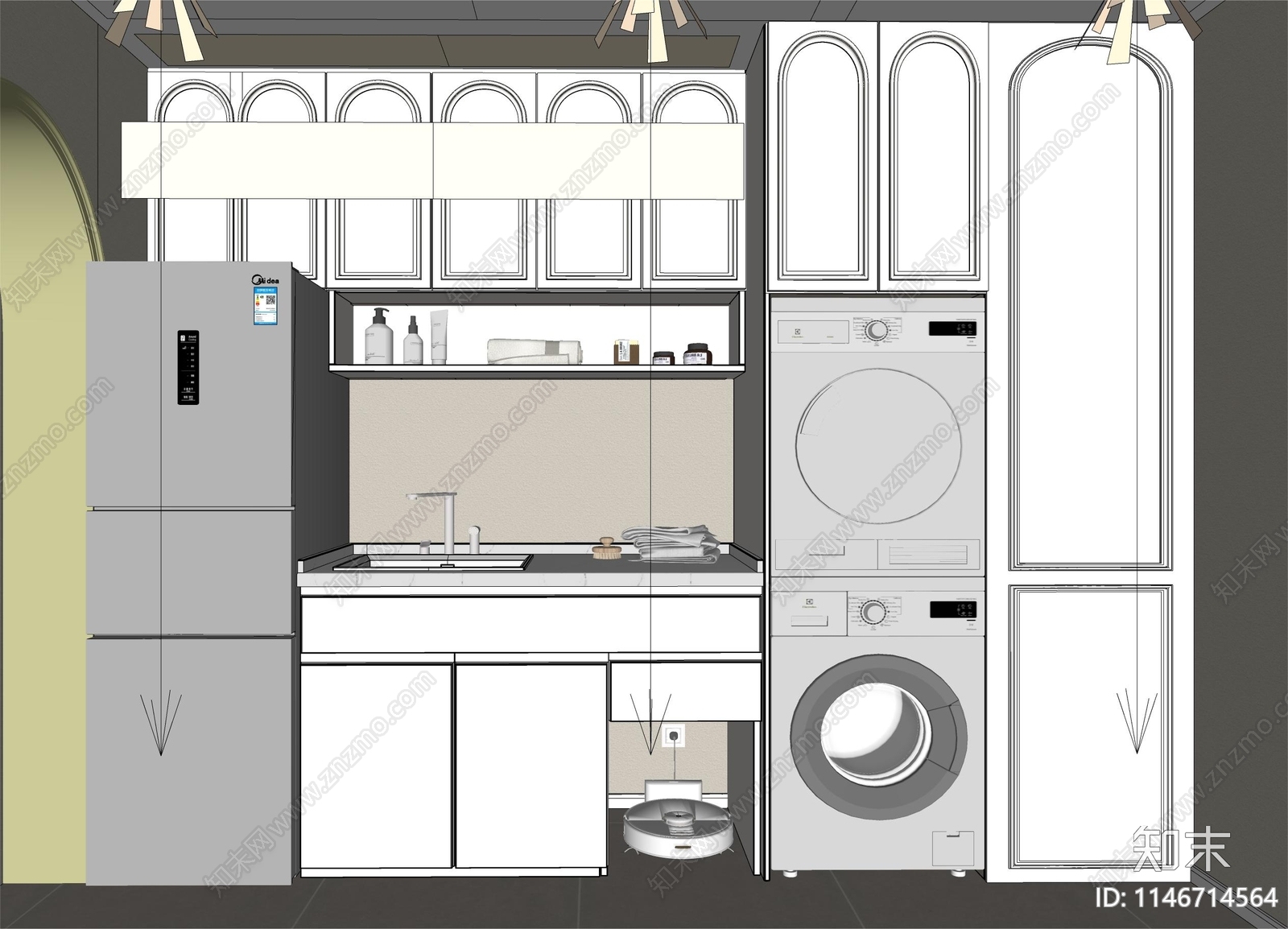 法式洗衣机柜SU模型下载【ID:1146714564】