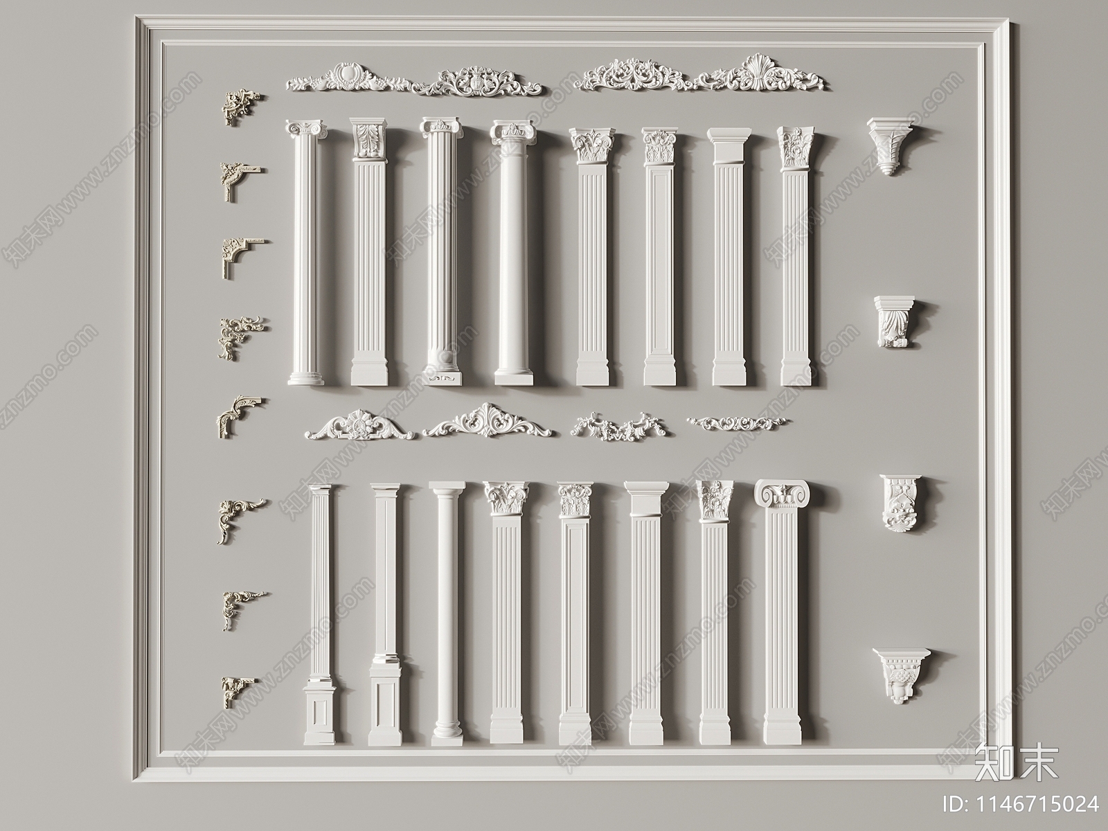 欧式罗马柱3D模型下载【ID:1146715024】