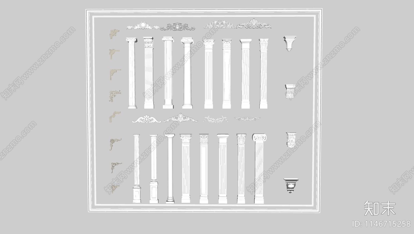 欧式罗马柱SU模型下载【ID:1146715258】