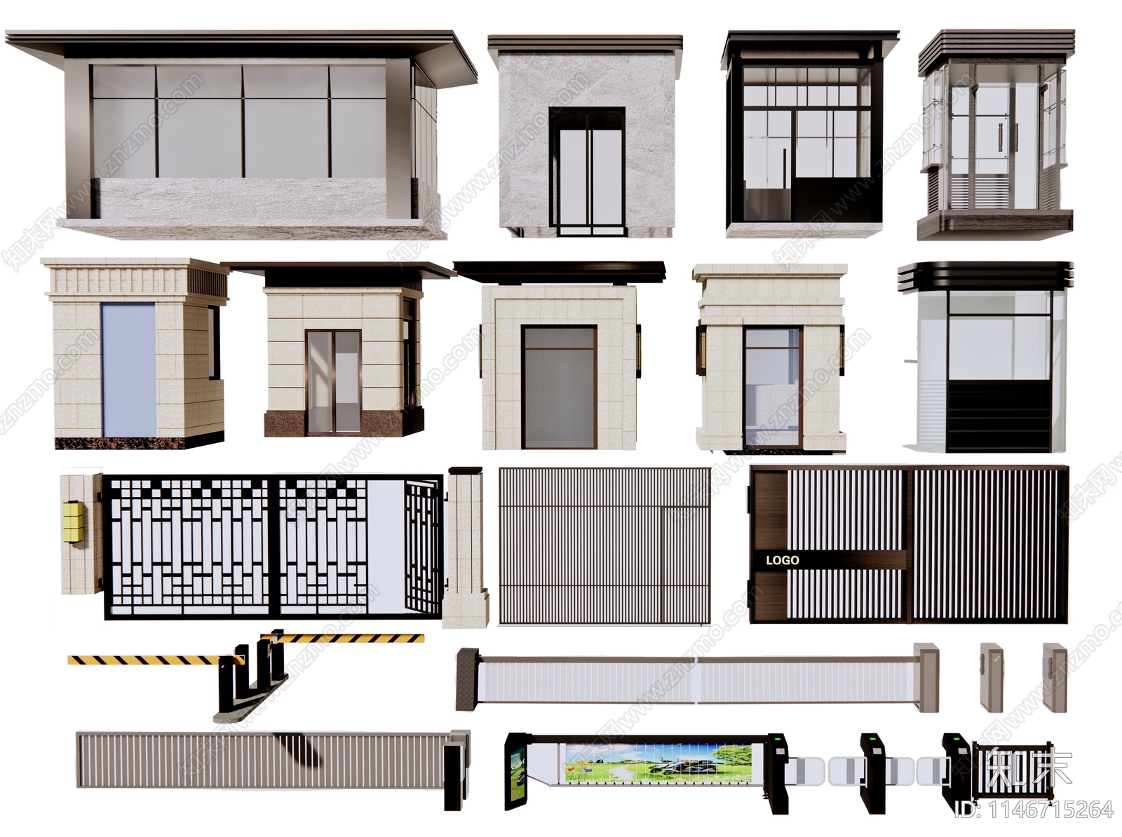 现代成品岗亭3D模型下载【ID:1146715264】