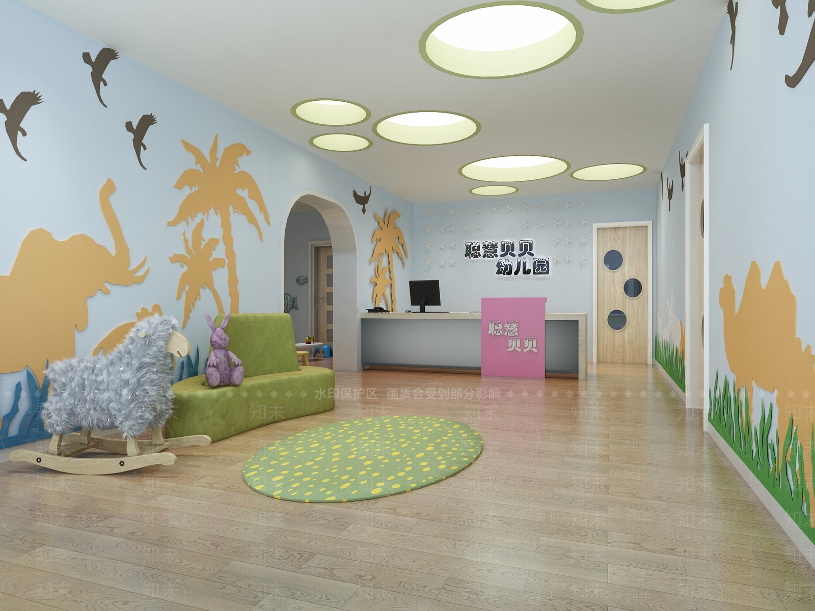 现代幼儿园大厅SU模型下载【ID:1146715575】