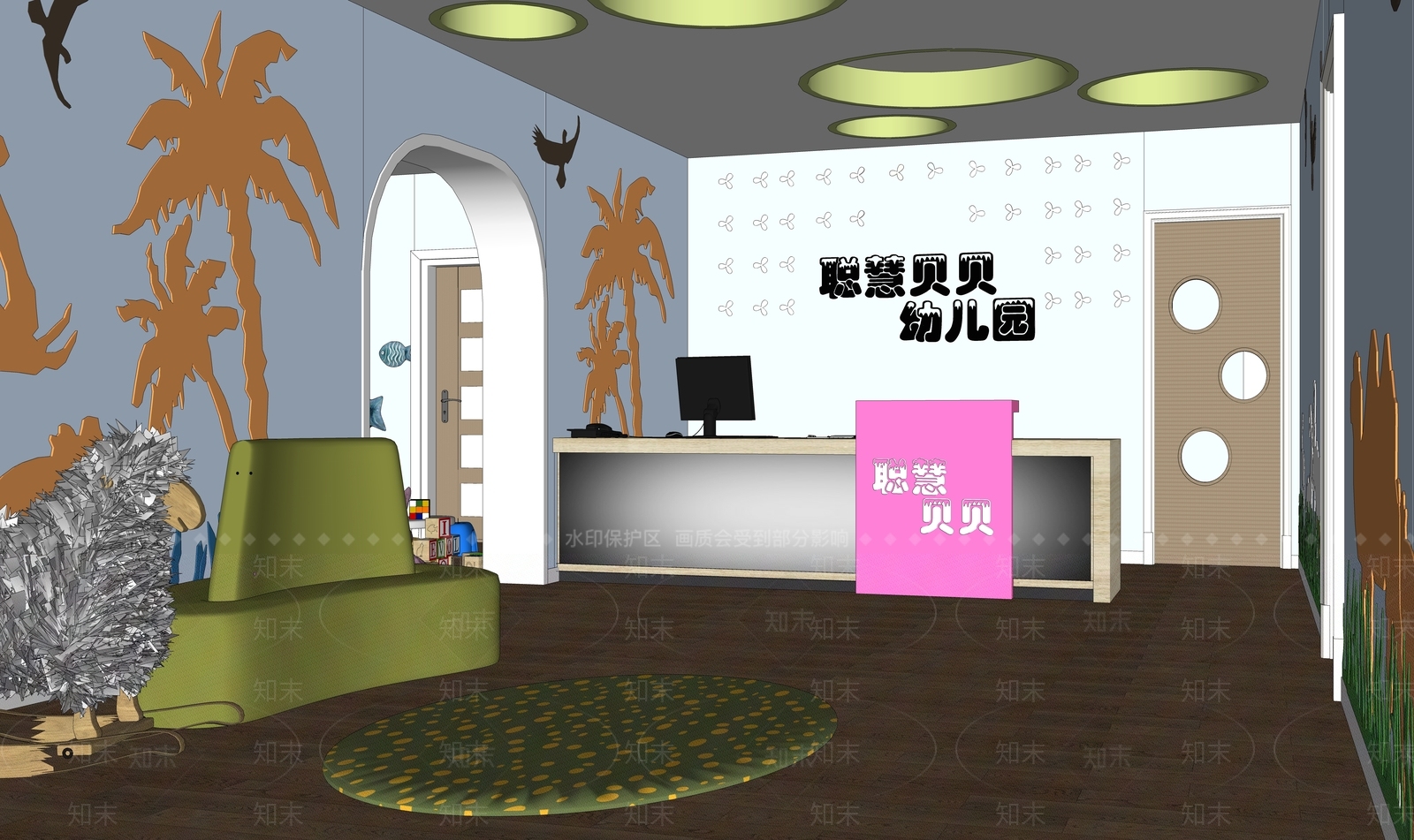现代幼儿园大厅SU模型下载【ID:1146715575】