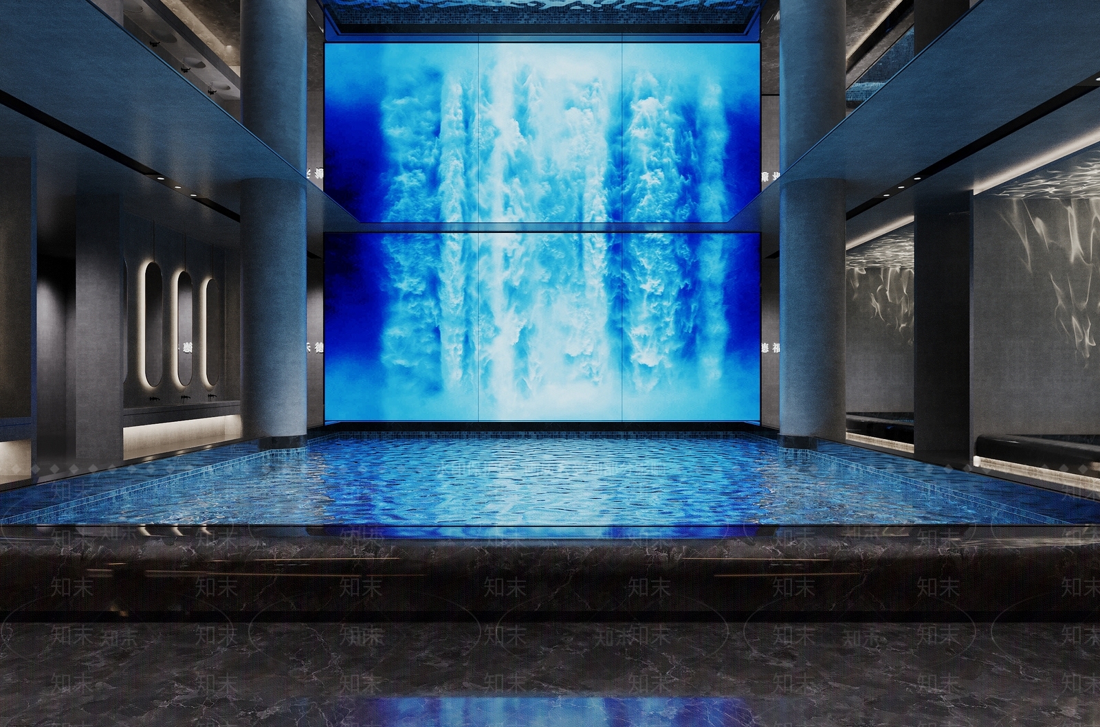 现代洗浴中心泳池SU模型下载【ID:1146718563】