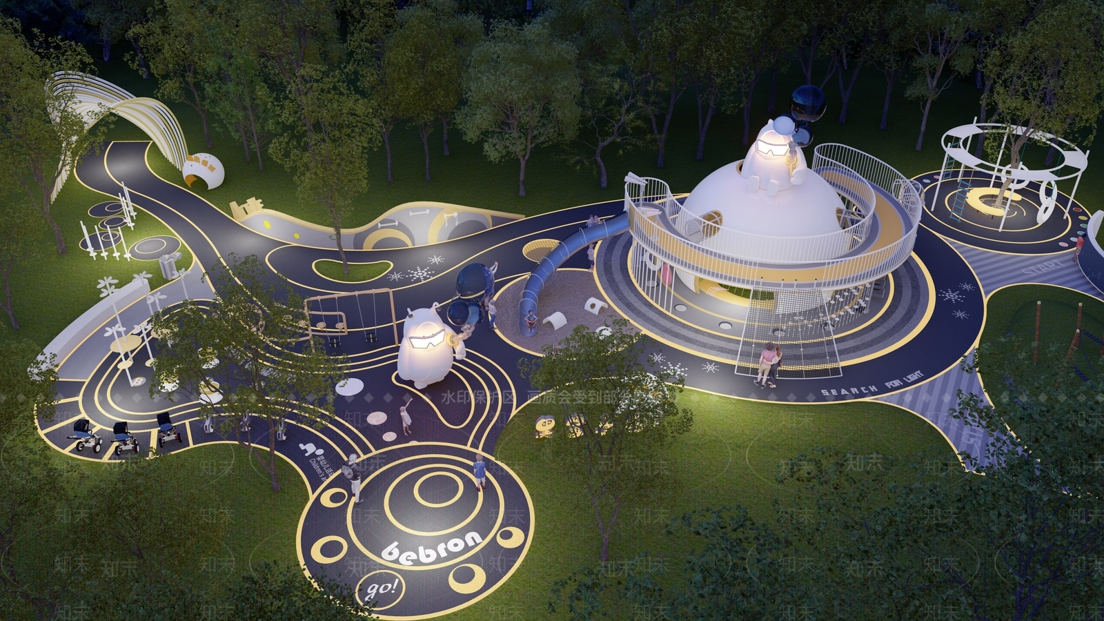 现代黑金星球儿童活动区SU模型下载【ID:1146719141】