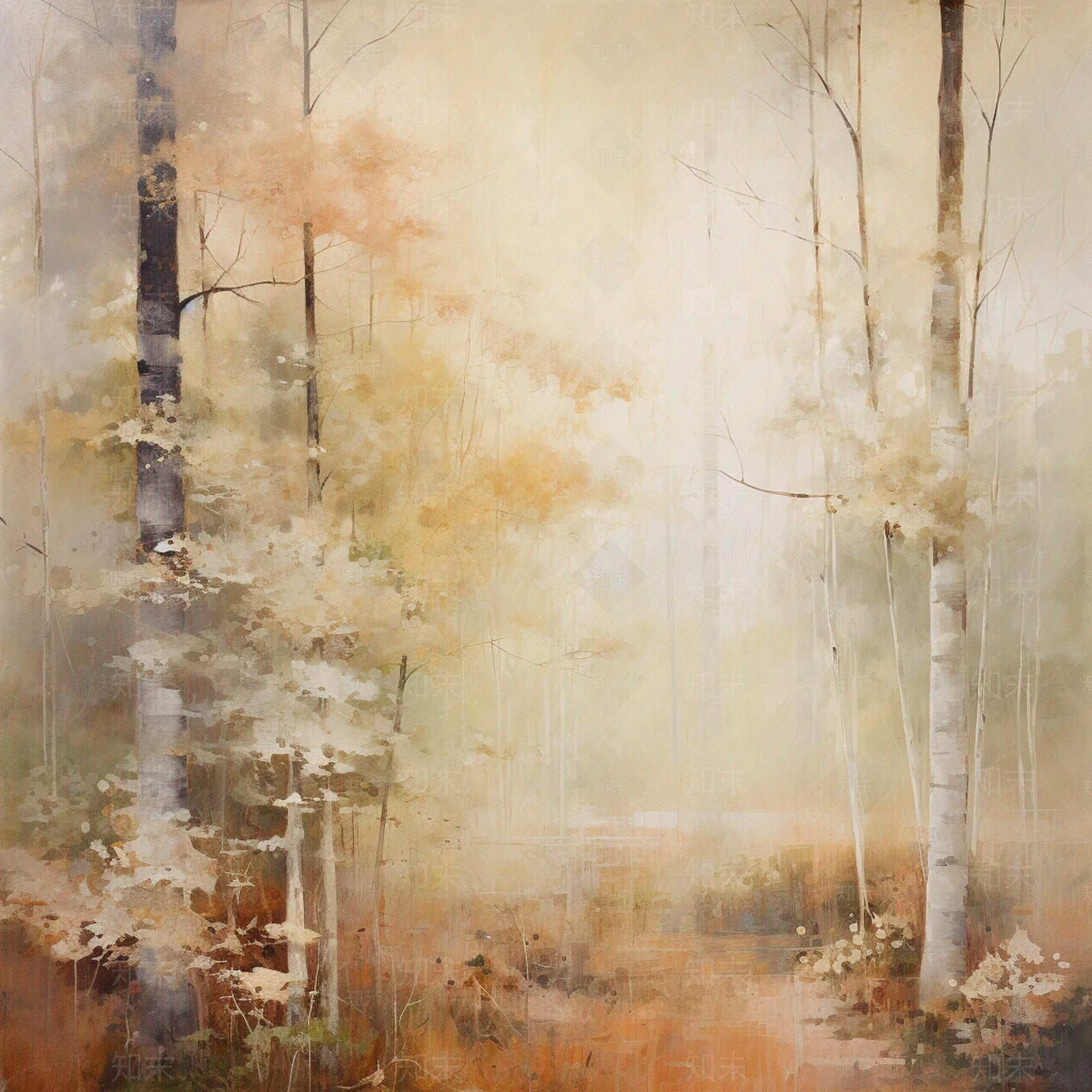 现代法式抽象风景油画挂画贴图下载【ID:1146720362】