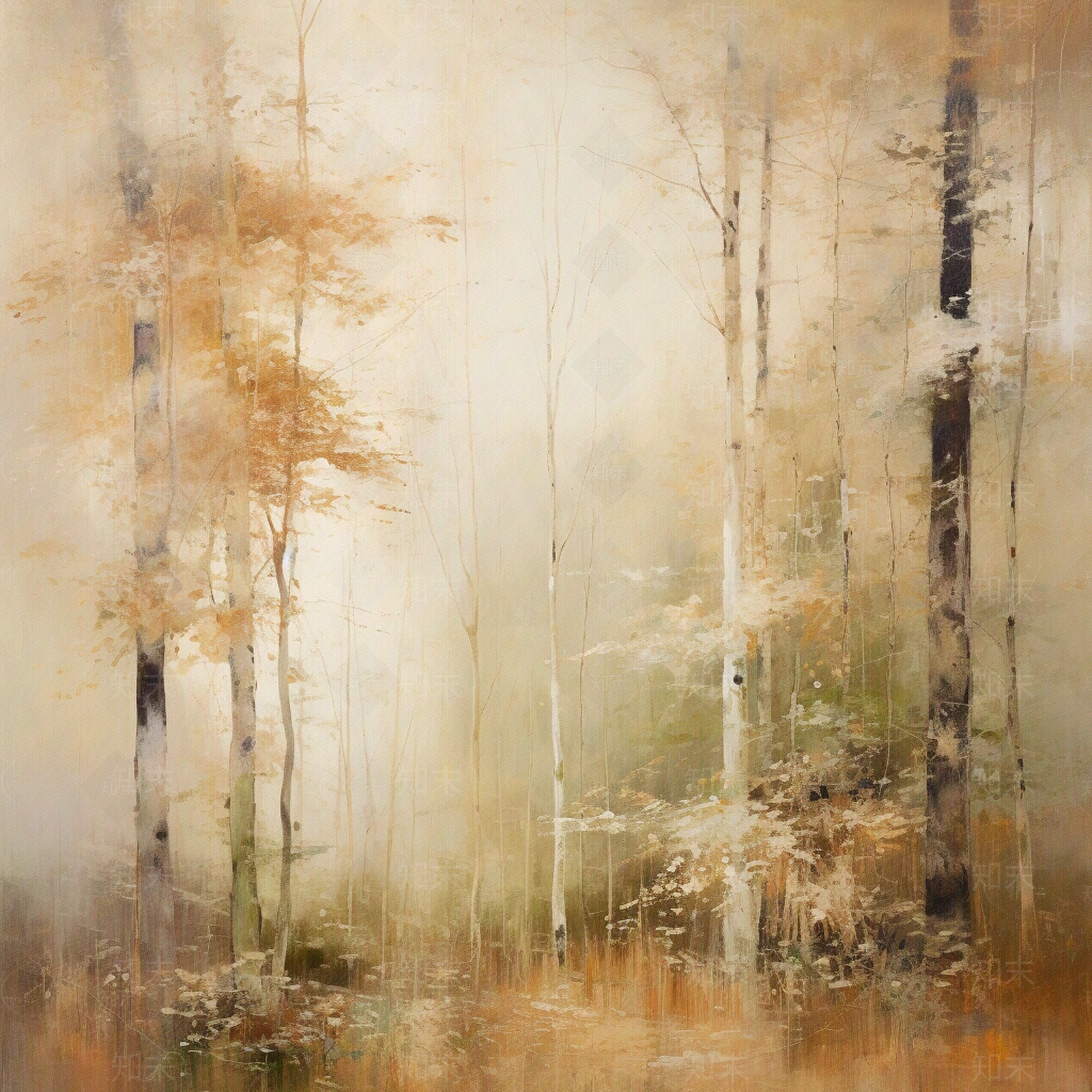 现代法式抽象风景油画挂画贴图下载【ID:1146720894】