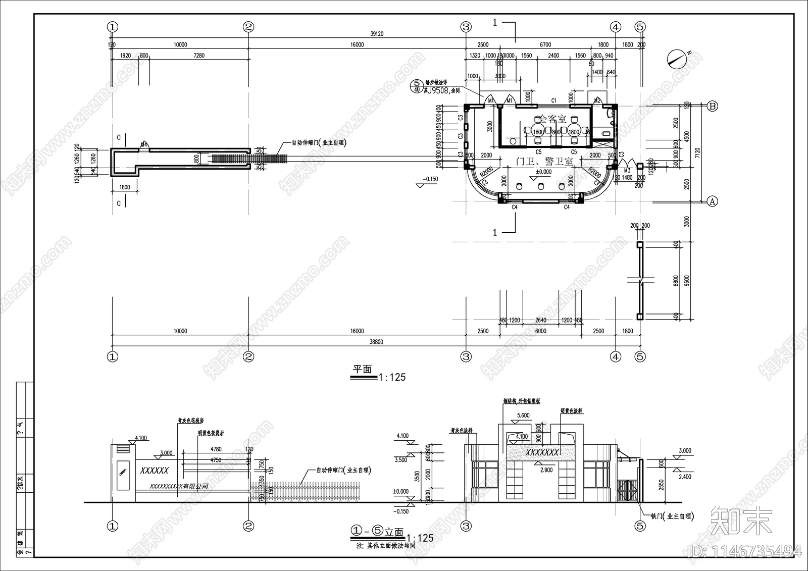 门卫室建筑CAD图纸