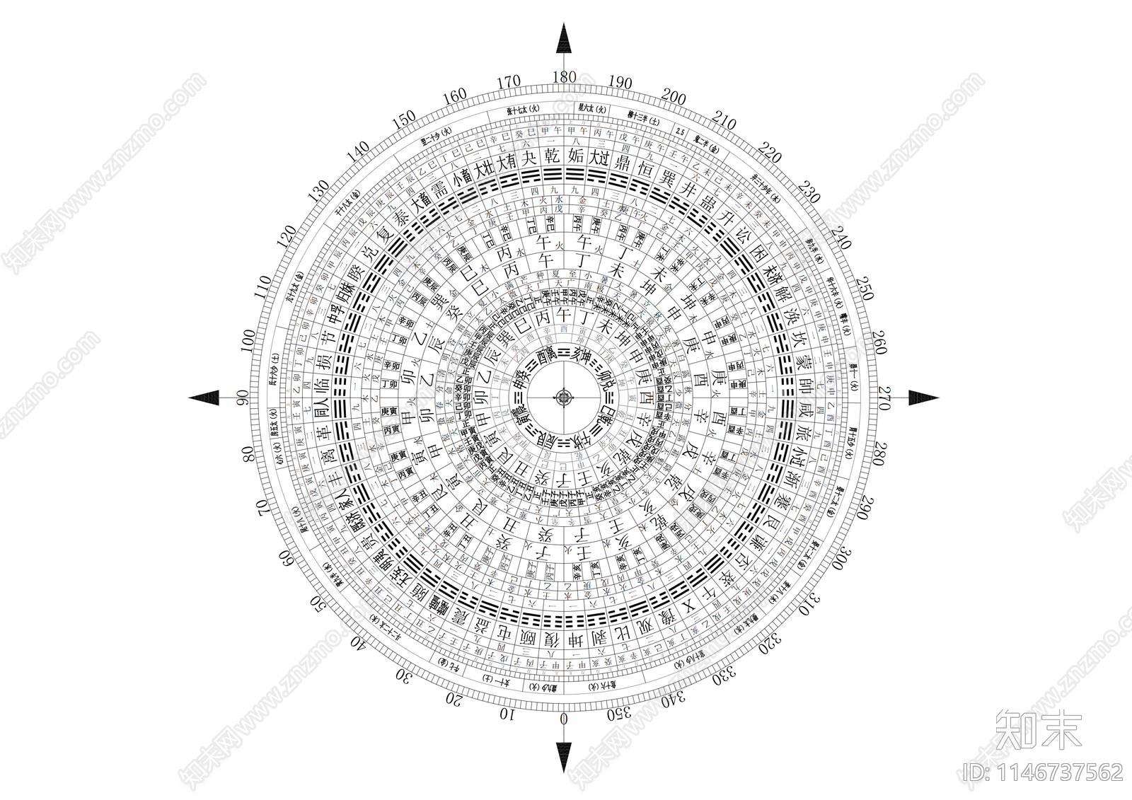 风水罗盘图库cad施工图下载【ID:1146737562】