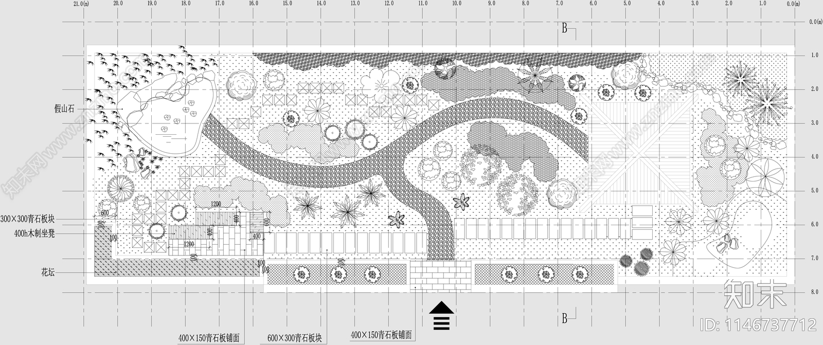 屋顶花园景观平面图cad施工图下载【ID:1146737712】