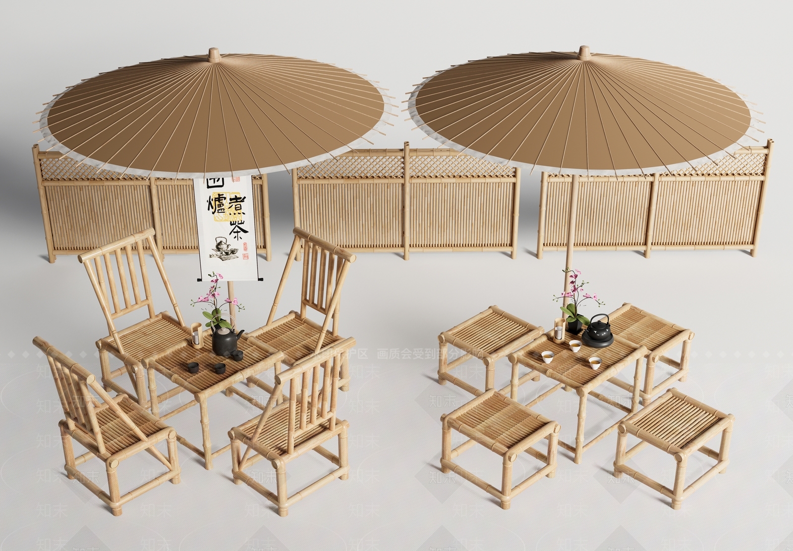 现代户外桌椅组合3D模型下载【ID:1146742326】