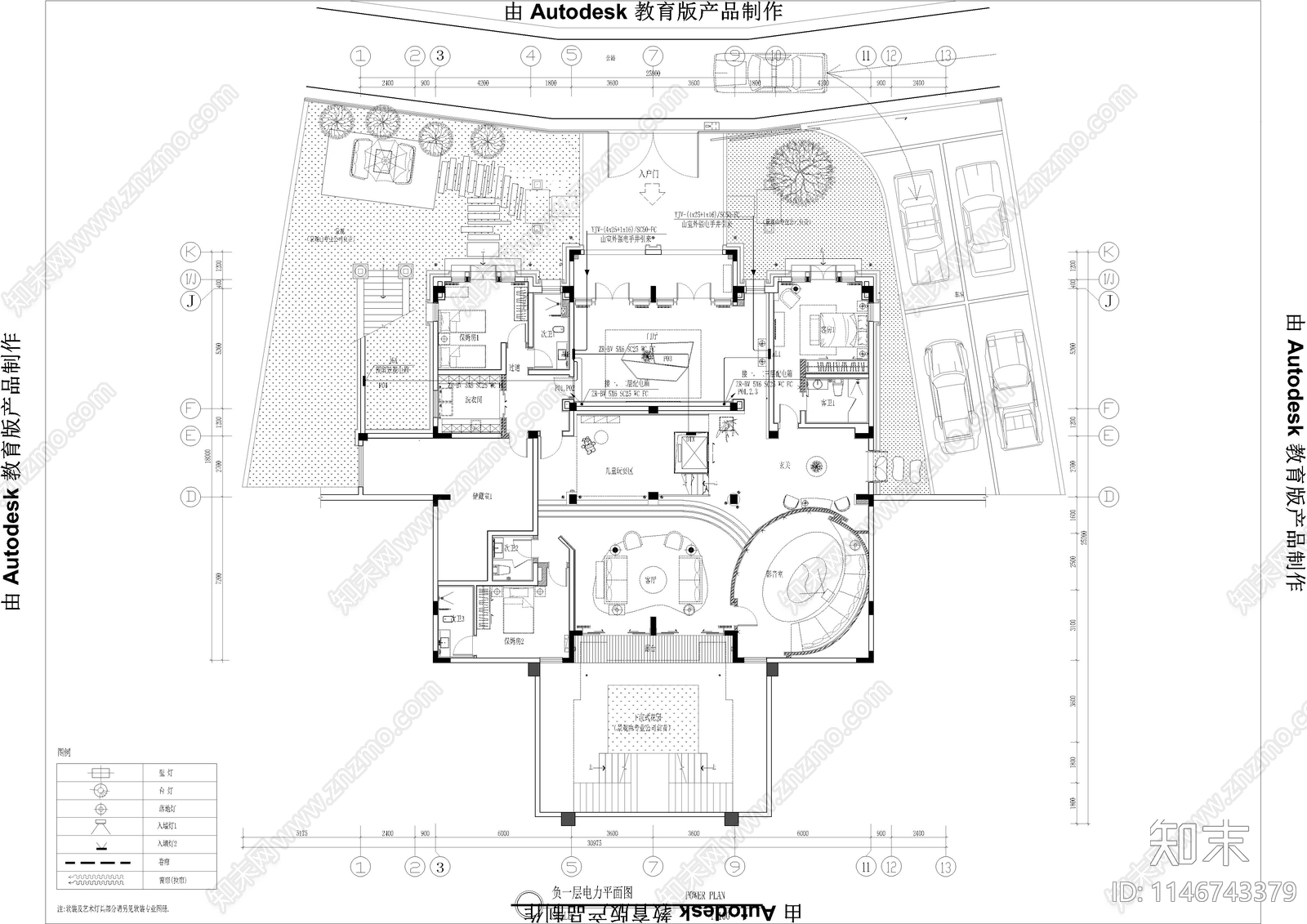 别墅空间电气系统cad施工图下载【ID:1146743379】