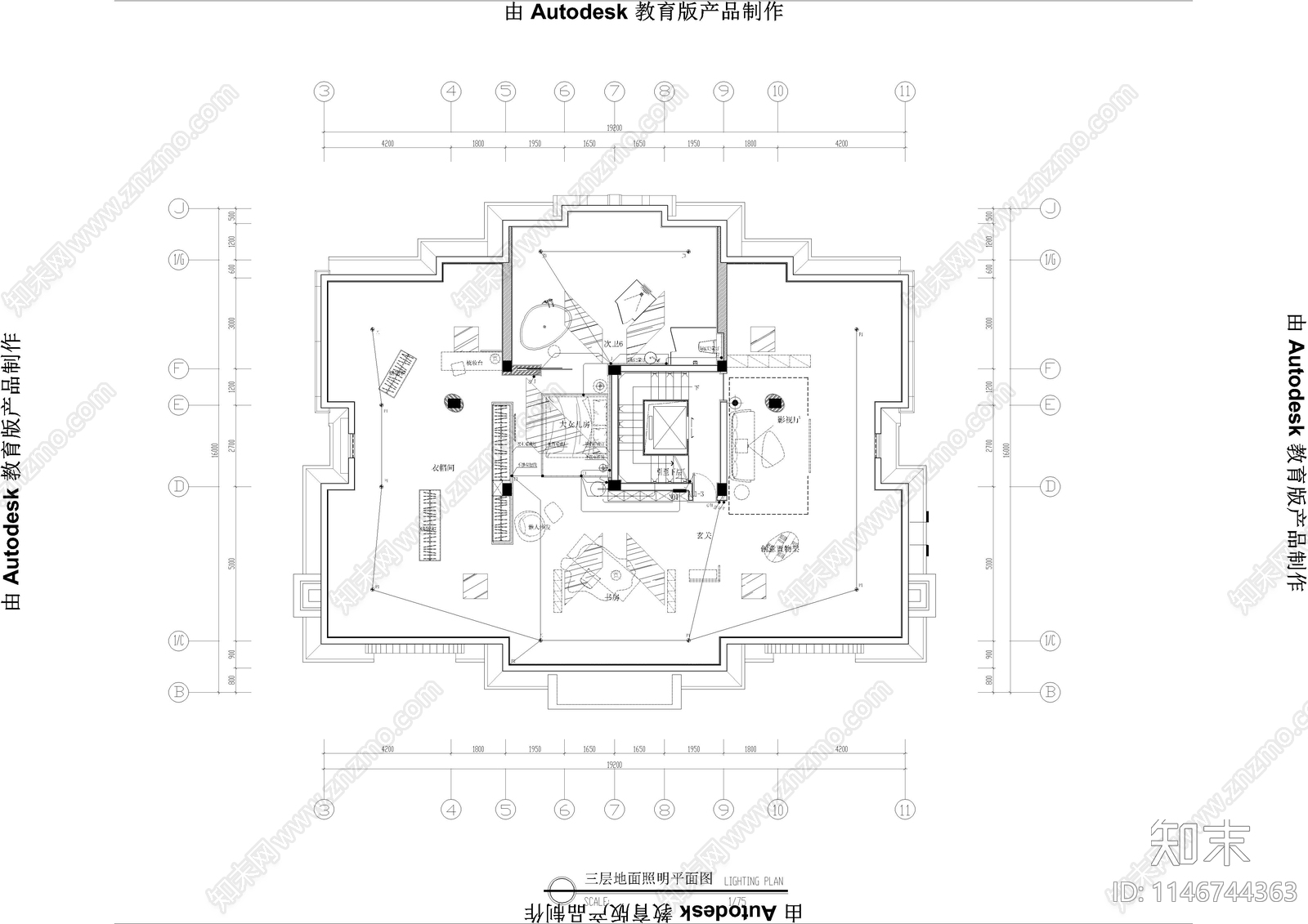 复式家居电气系统cad施工图下载【ID:1146744363】
