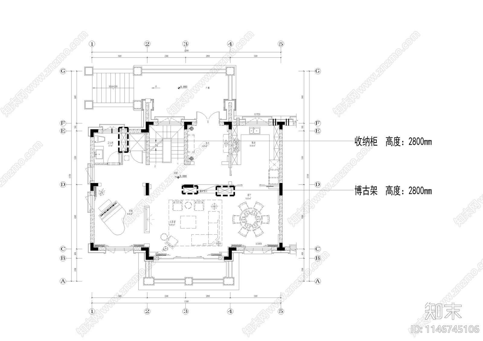 中建壹号别墅样板间室内cad施工图下载【ID:1146745106】