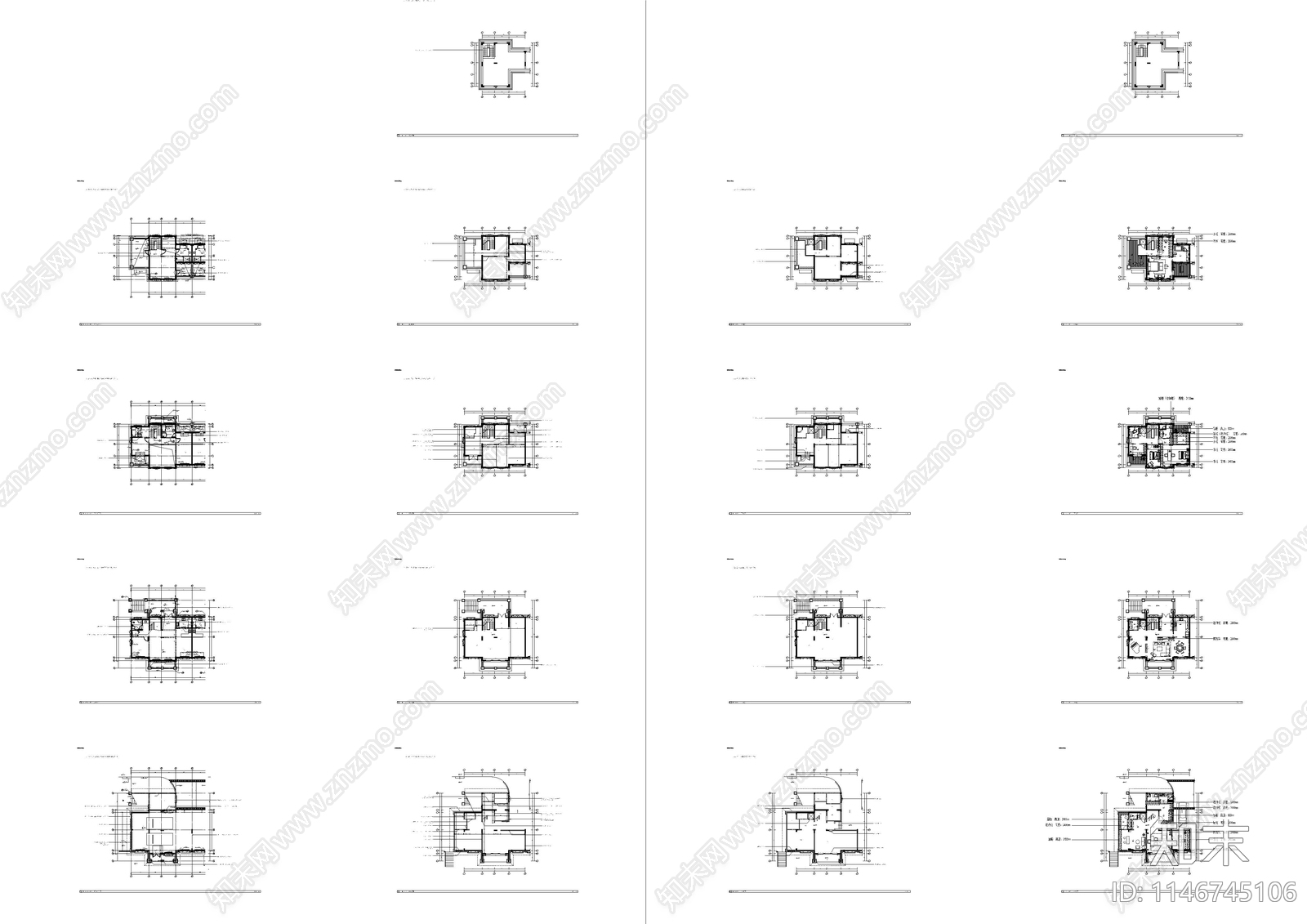 中建壹号别墅样板间室内cad施工图下载【ID:1146745106】