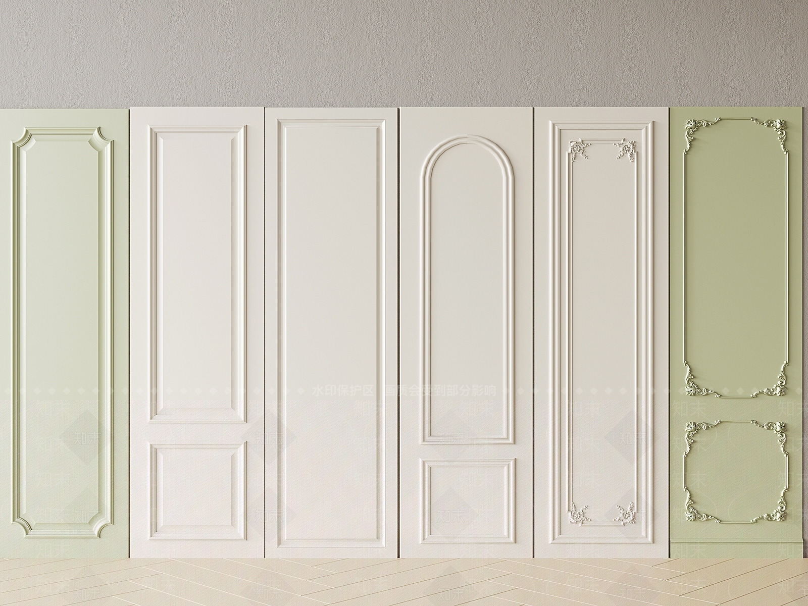 法式雕花护墙板SU模型下载【ID:1146747580】