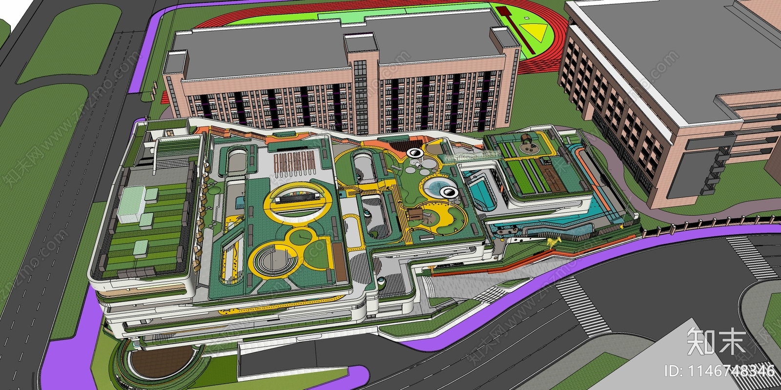 现代幼儿园SU模型下载【ID:1146748346】