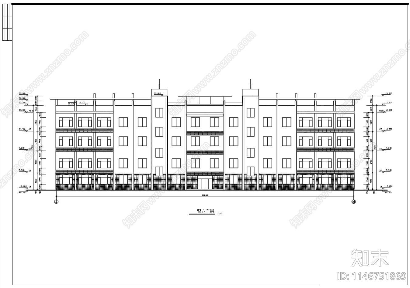 3611平方4层综合办公教学楼建筑cad施工图下载【ID:1146751869】