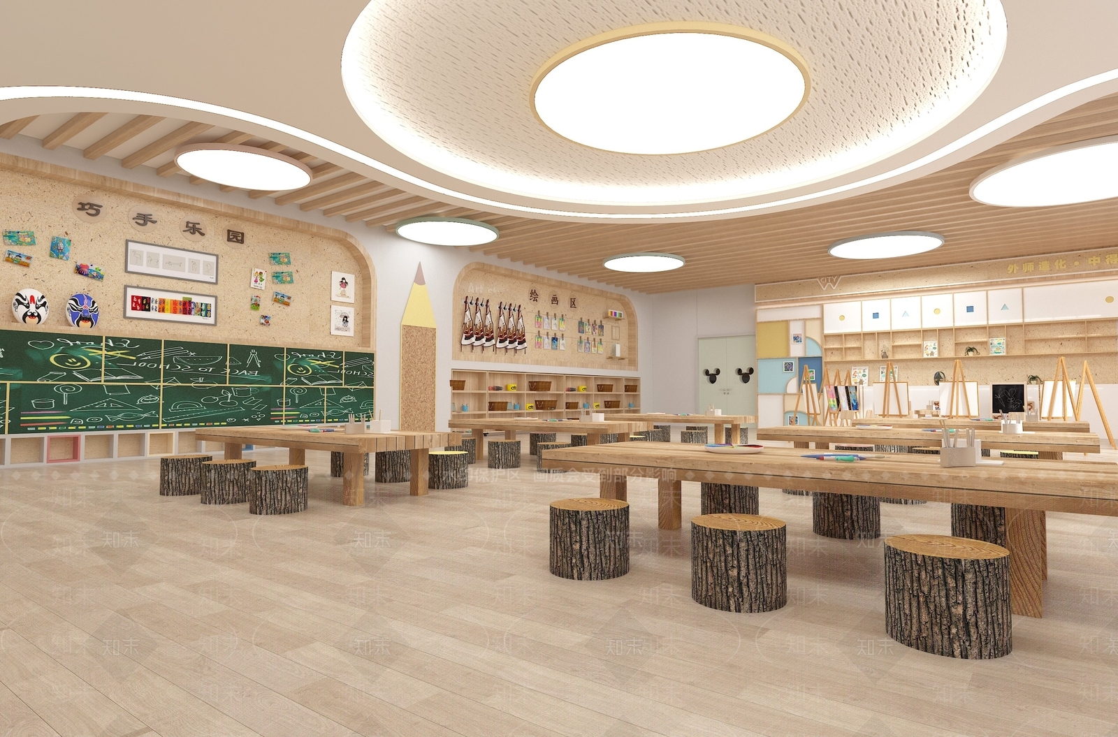 现代幼儿园美术室美劳房3D模型下载【ID:1146819574】