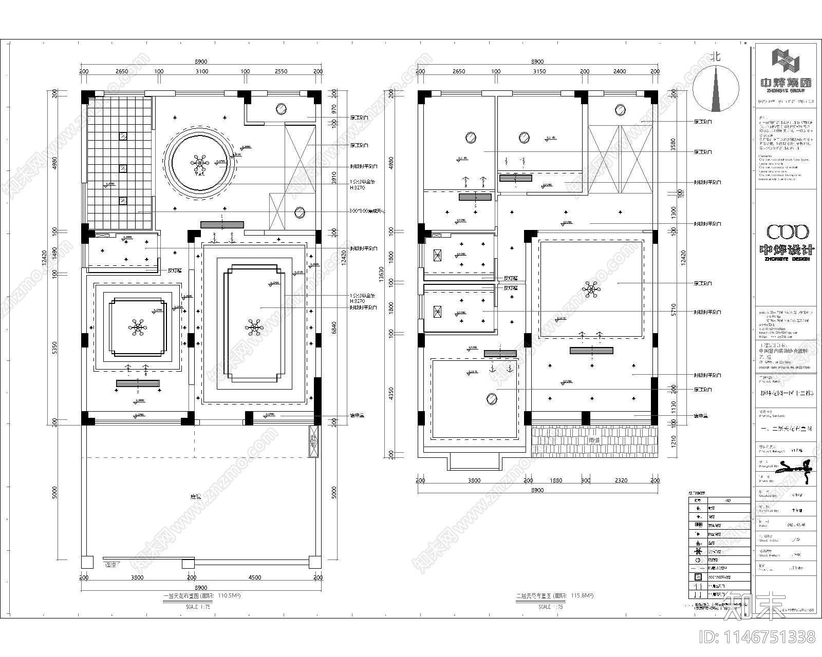 450m²四层别墅室内cad施工图下载【ID:1146751338】