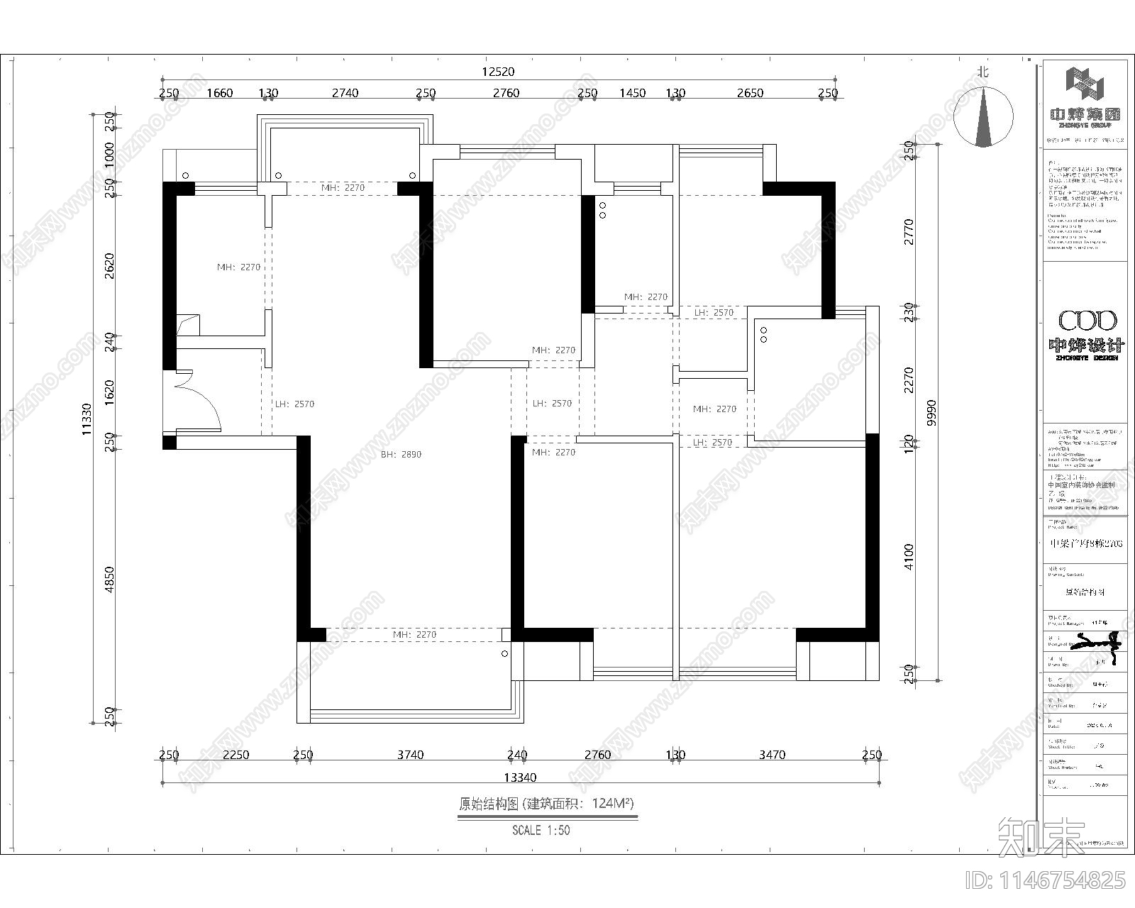 140m²大平层装修室内施工图下载【ID:1146754825】