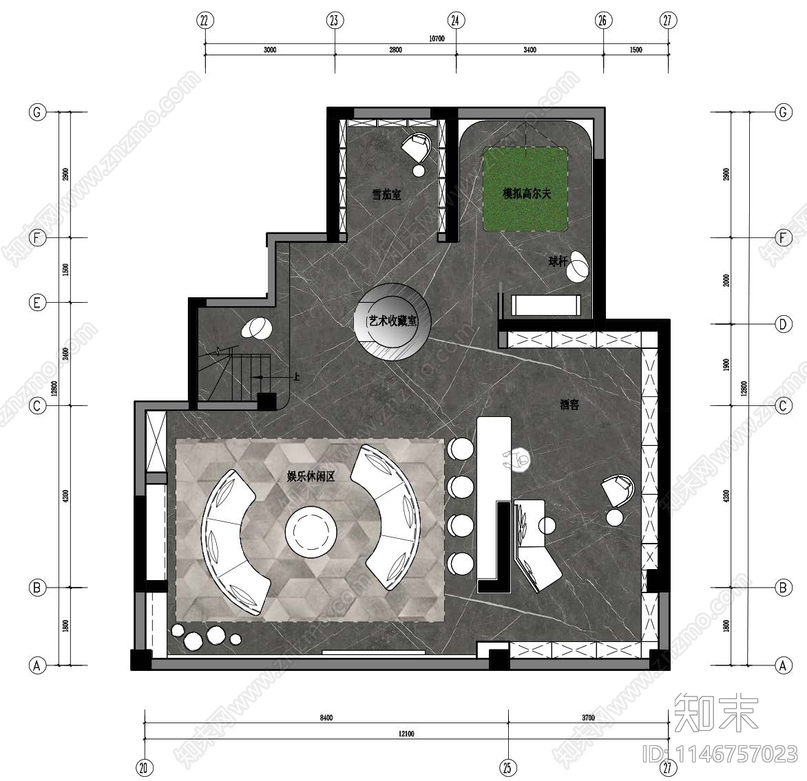 郑州龙湖洋房143下叠样板房室内cad施工图下载【ID:1146757023】