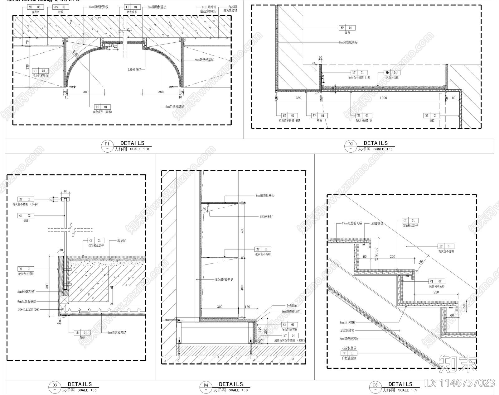 郑州龙湖洋房143下叠样板房室内cad施工图下载【ID:1146757023】