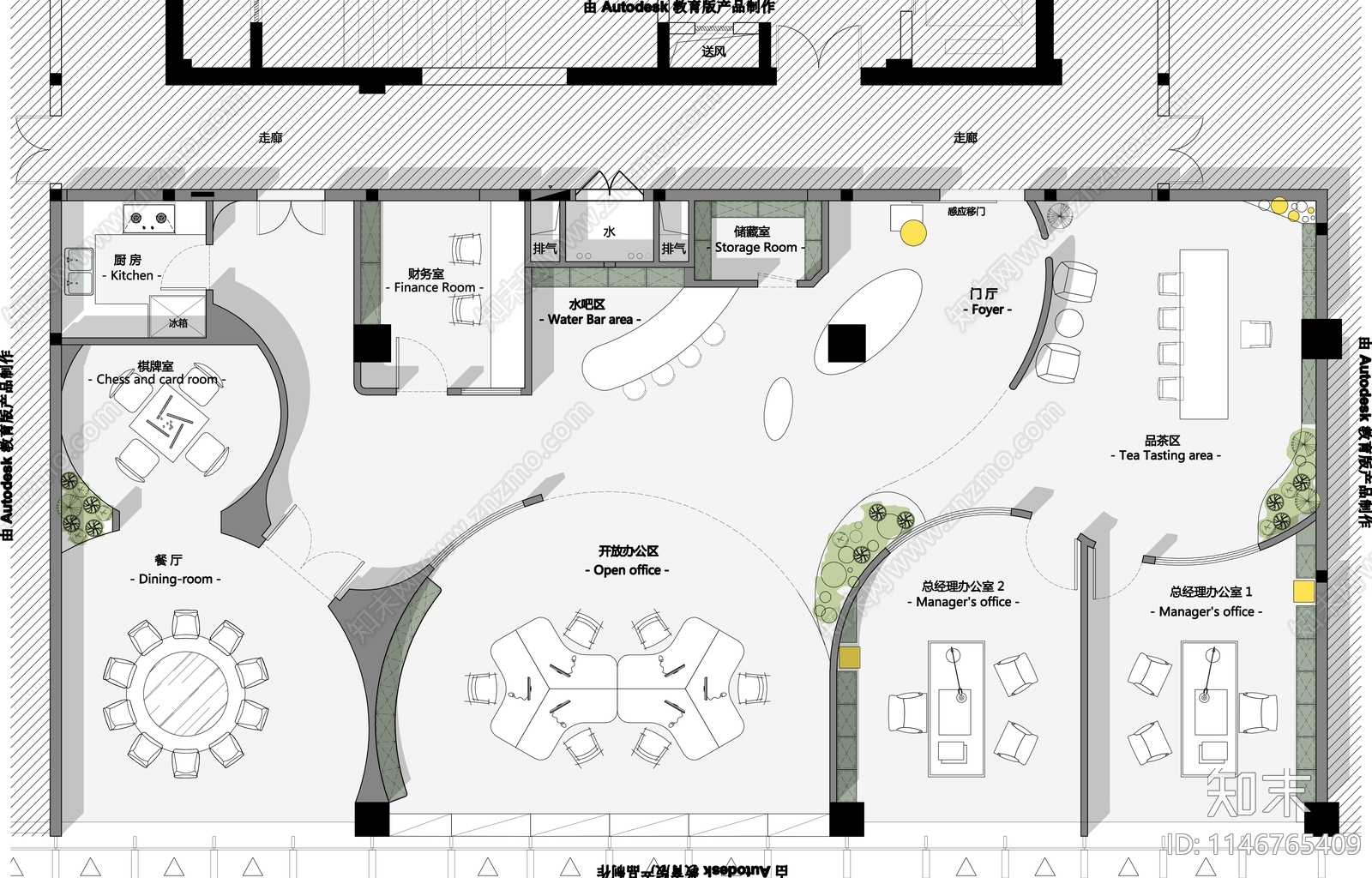 办公空间平面图施工图下载【ID:1146765409】