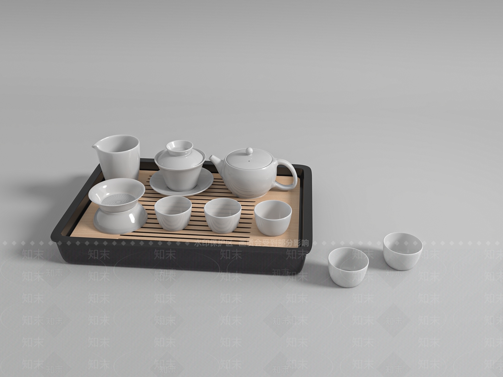 陶瓷茶具套装3D模型下载【ID:1146773314】