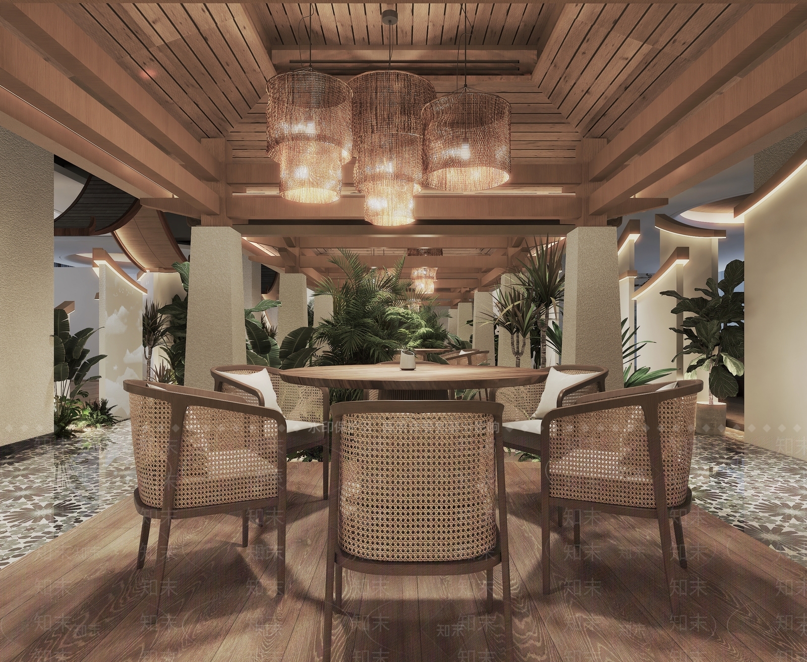 东南亚花园餐厅3D模型下载【ID:1146779803】