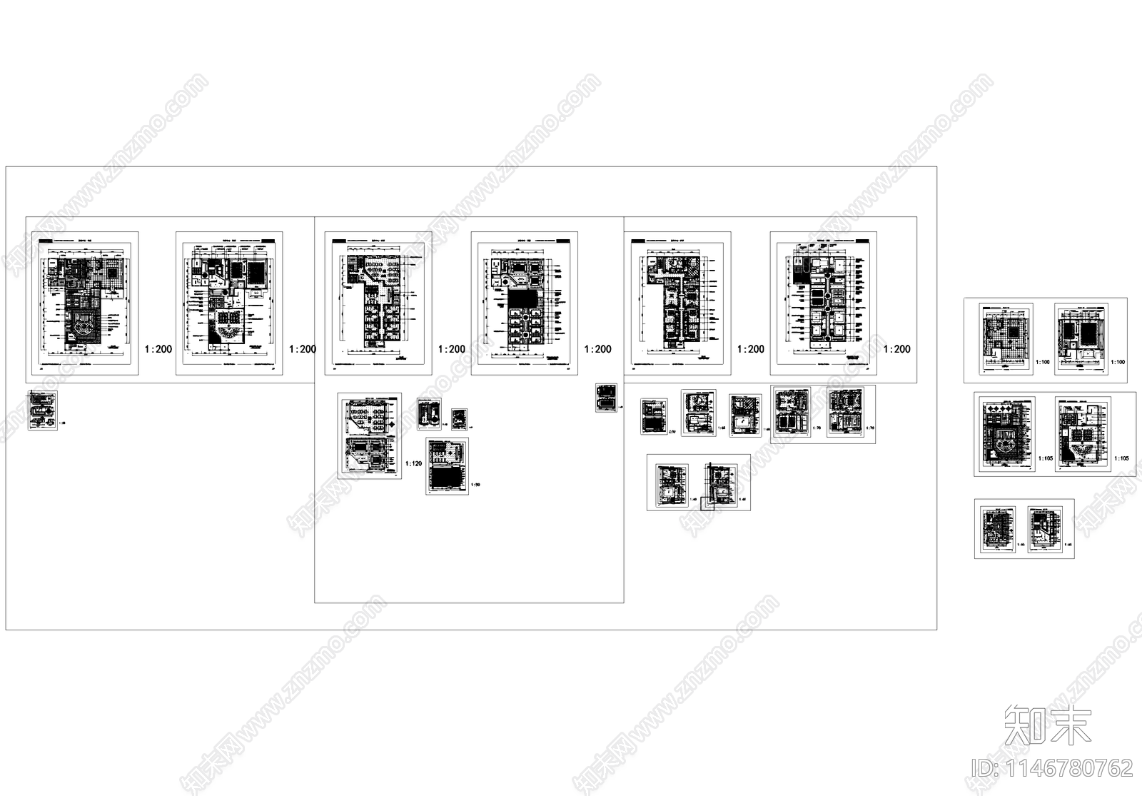 水疗足浴洗浴中心室内工装cad施工图下载【ID:1146780762】