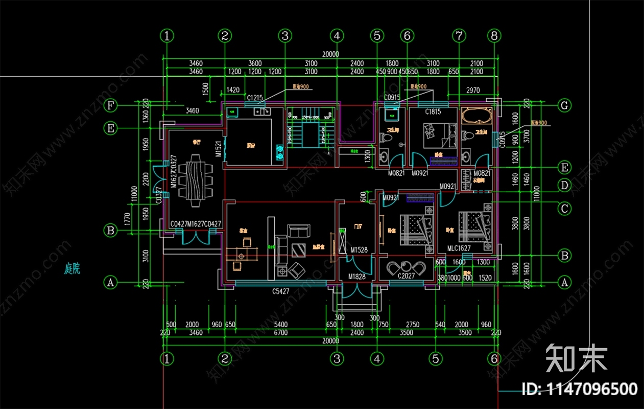 二层别墅自建房平面图施工图下载【ID:1147096500】