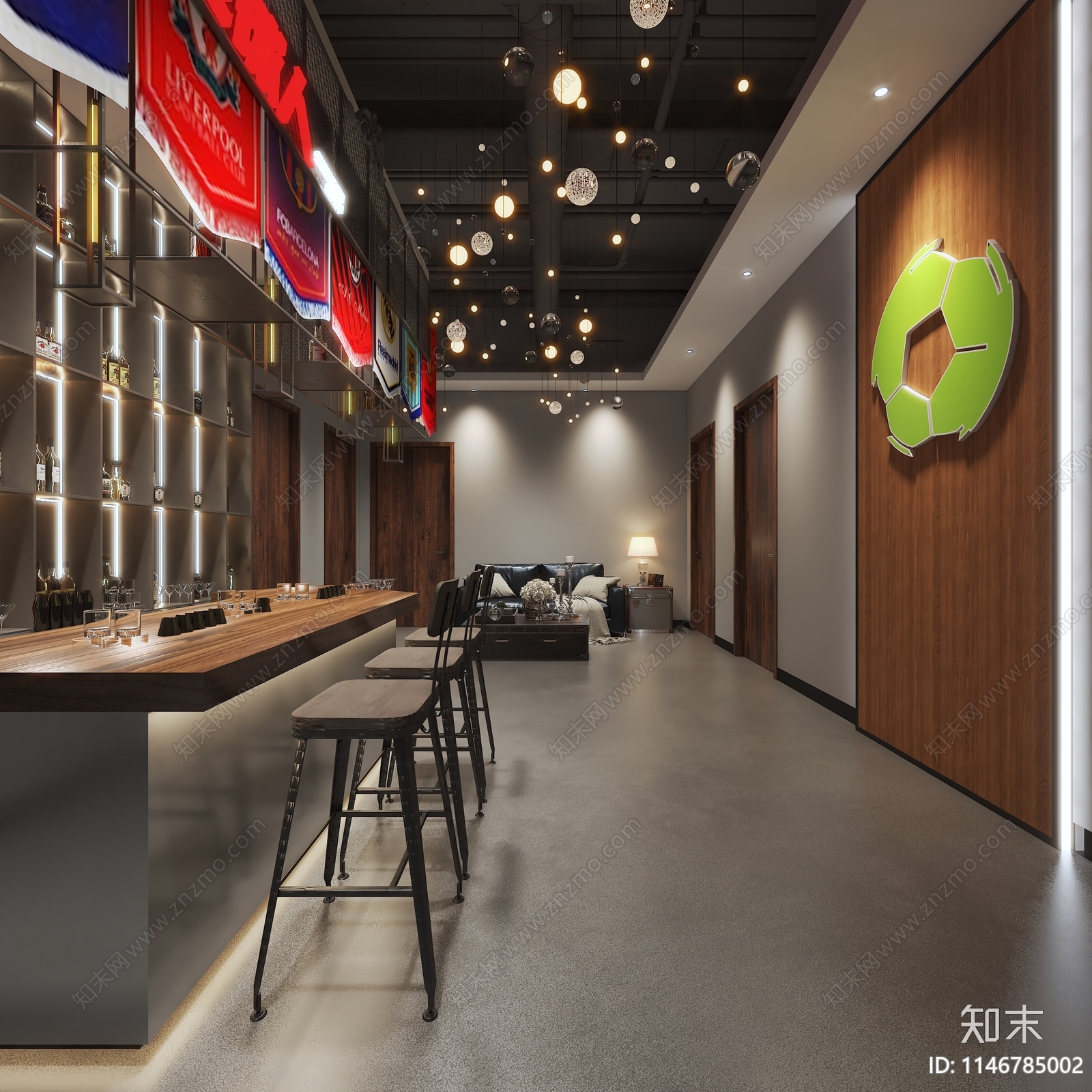 工业风茶餐厅咖啡厅吧台3D模型下载【ID:1146785002】