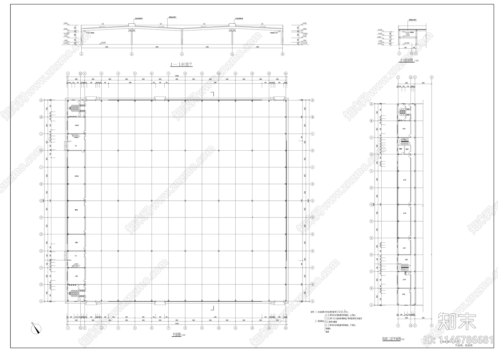电池装配车间建筑cad施工图下载【ID:1146786681】