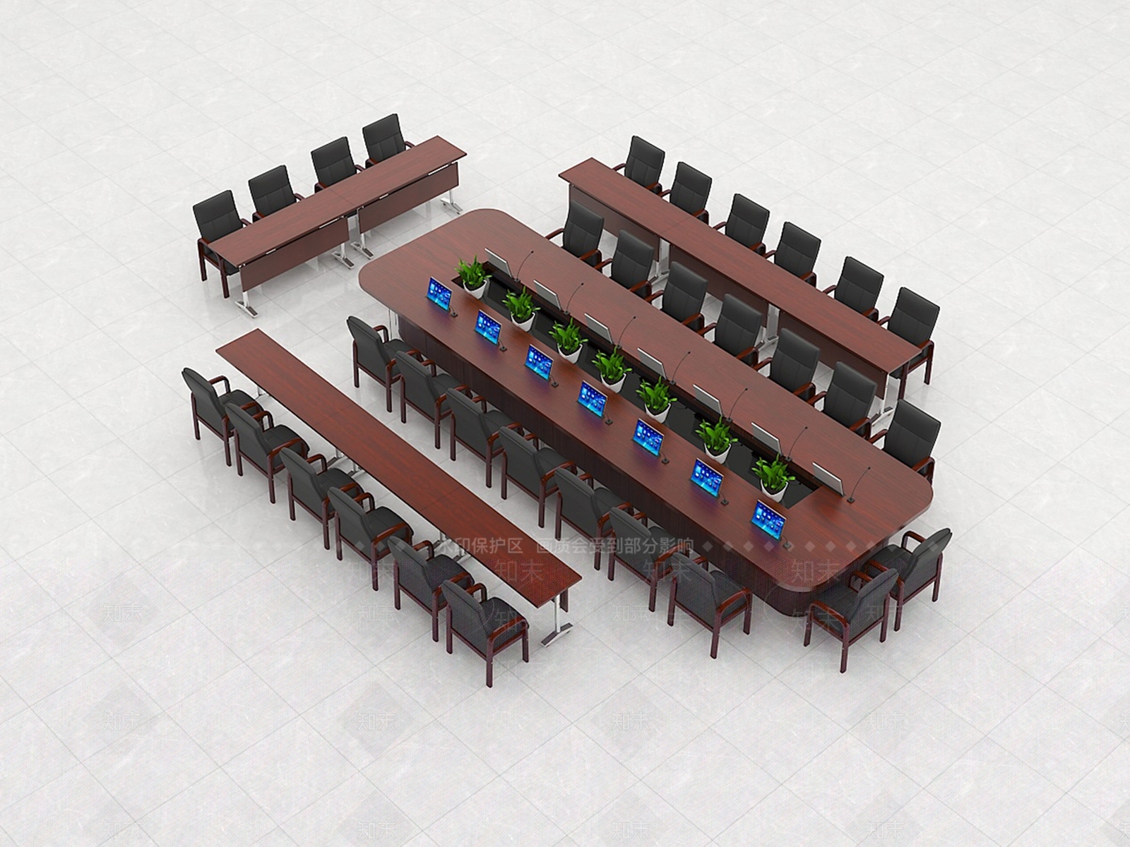 新中式会议桌SU模型下载【ID:1146786637】